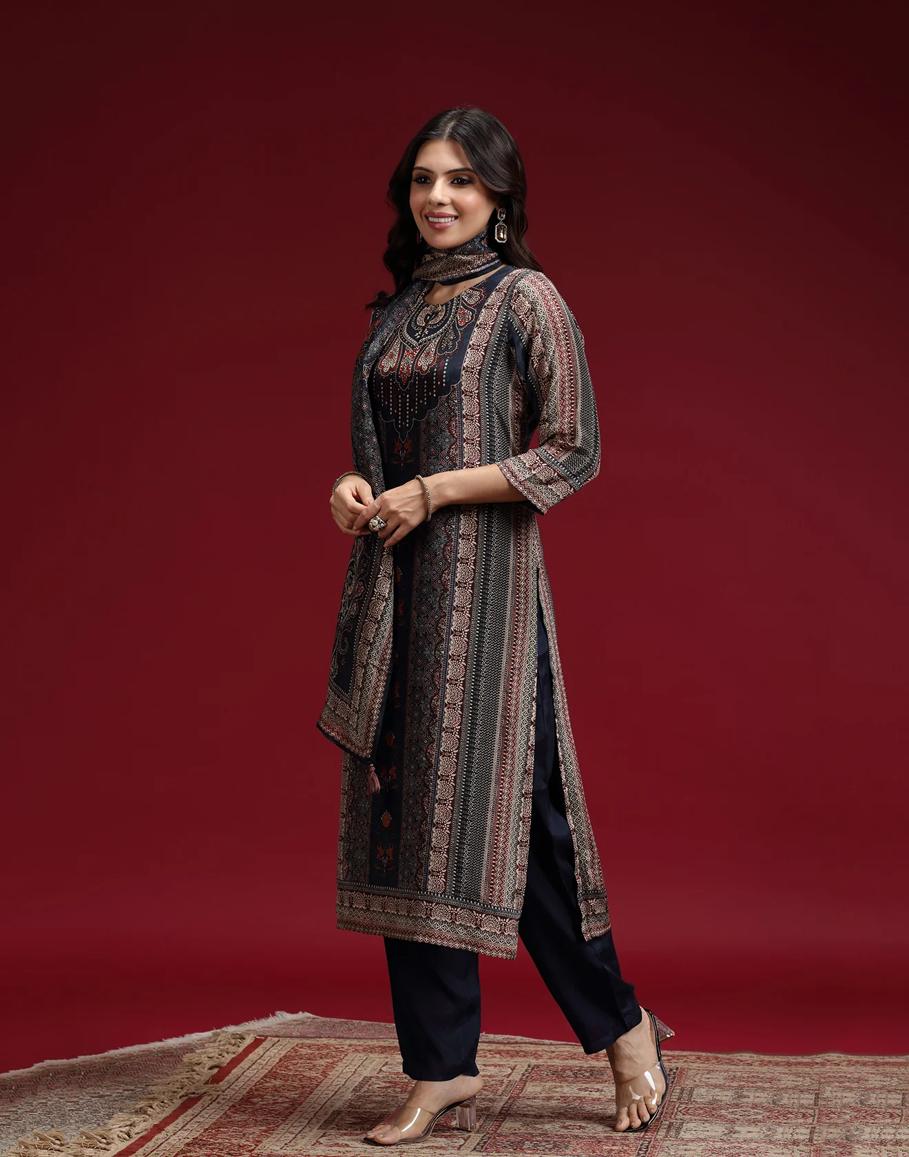 Ajrakh Tale Printed Workwear Kurta Set - Image 3