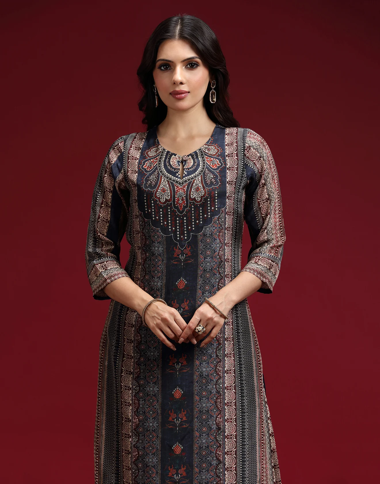 Ajrakh Tale Printed Workwear Kurta Set - Image 4