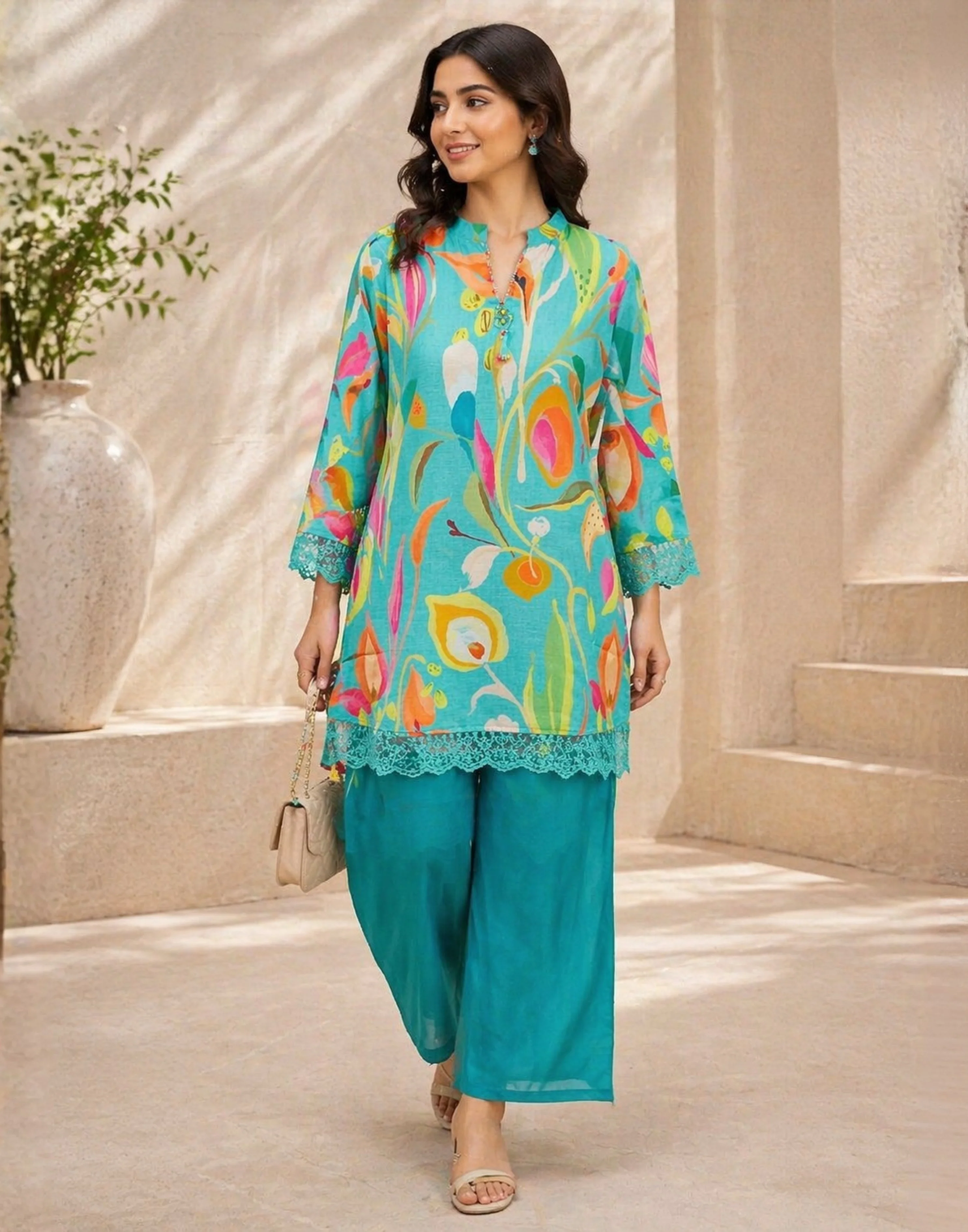 Aquamarine Pop Printed Co-Ord Set