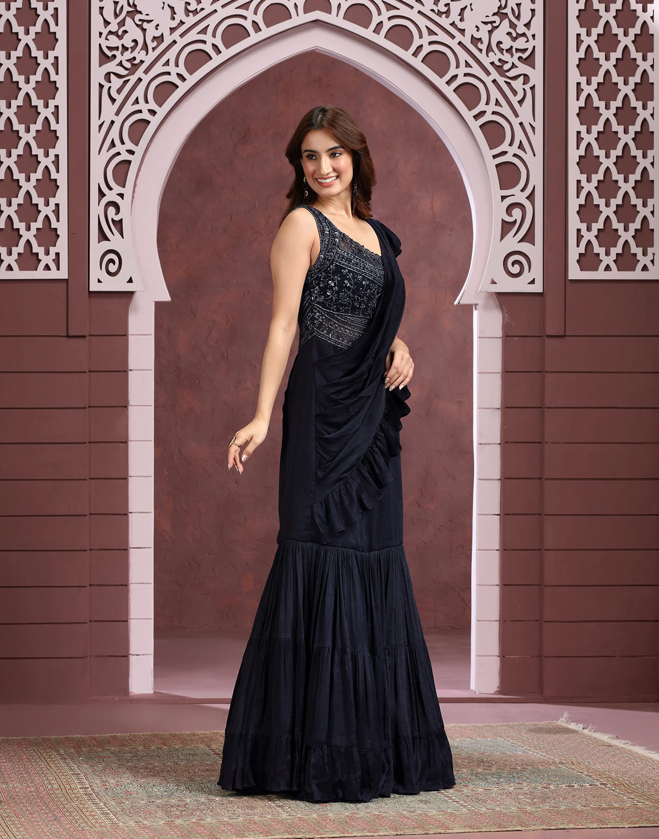 Astral Blue Embellished Bridesmaid Gown - Image 3