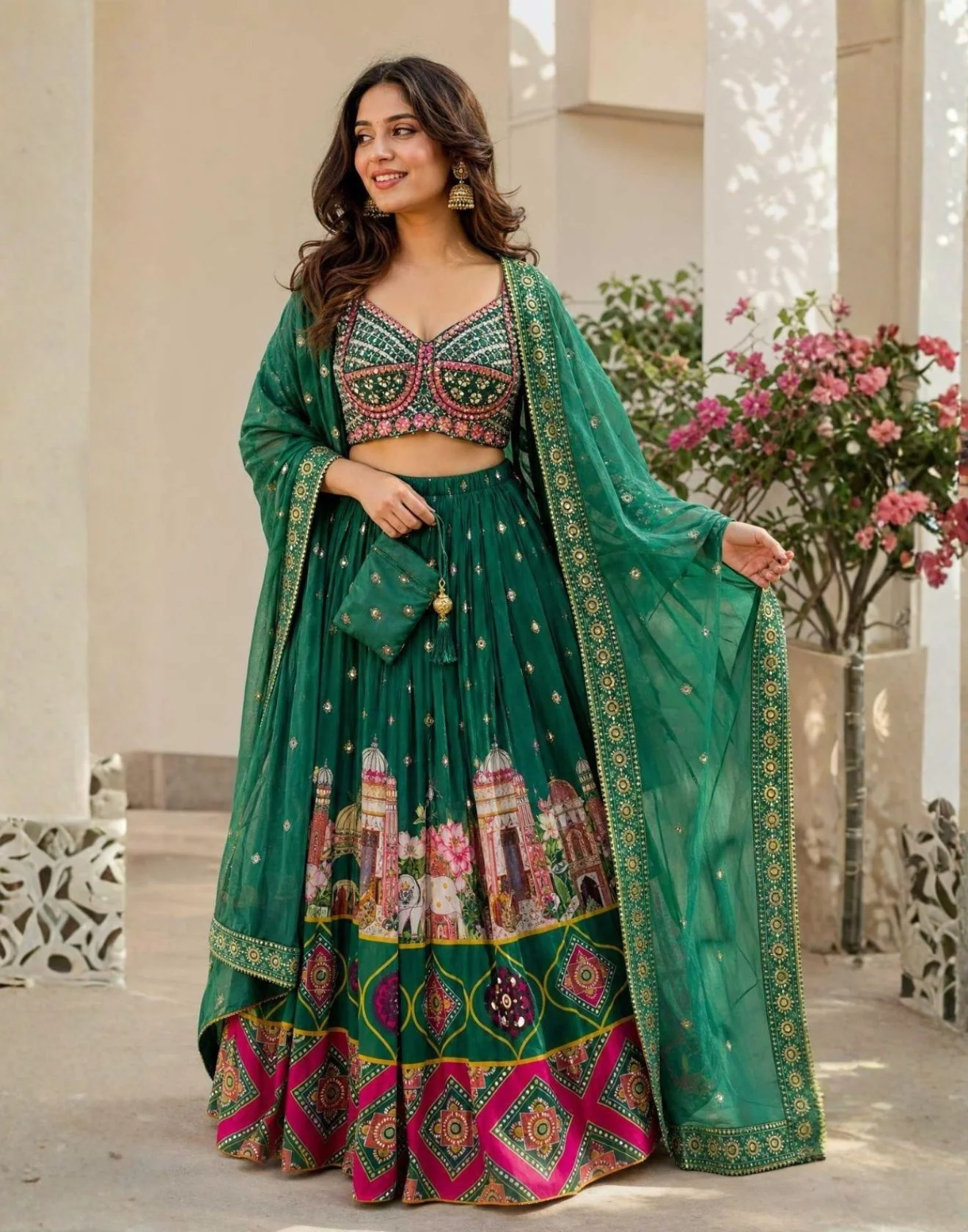 Auspicious Pichwai Printed Festive Lehenga Set