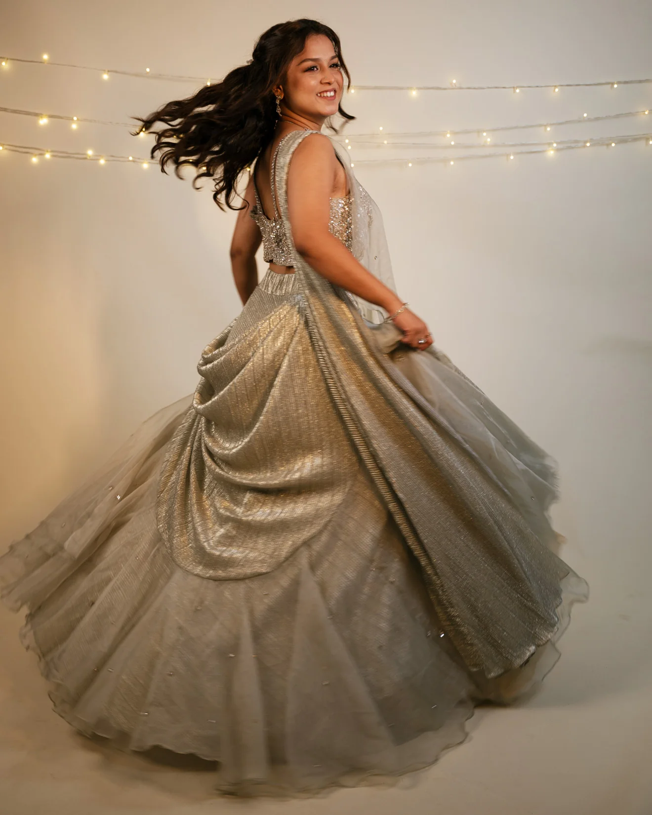 Ayesha Dhule In Sage Green Shimmer Embellished Lehenga Set - Image 2