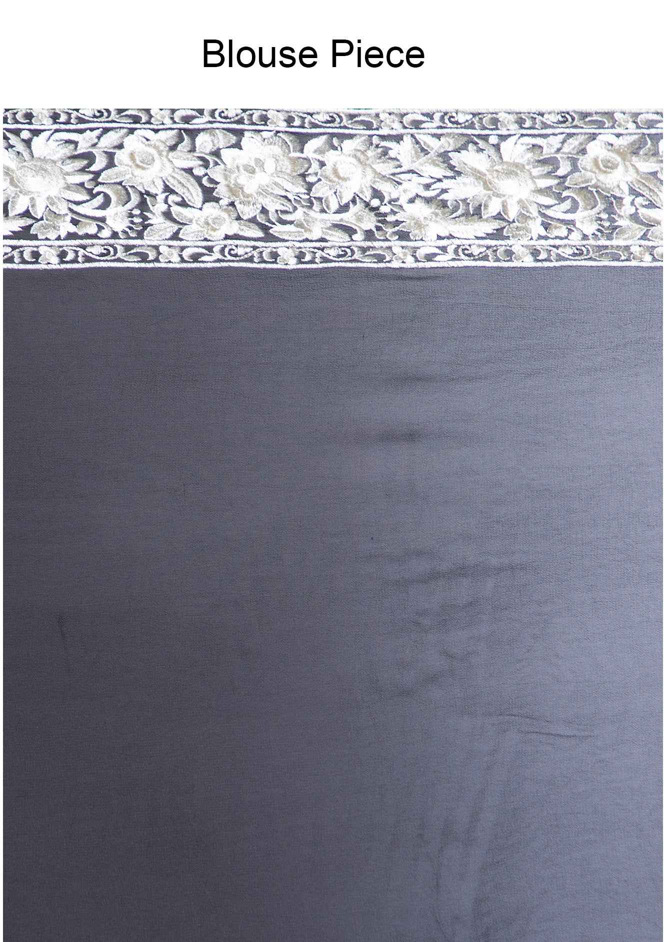 Black Embroidered Saree In White Resham Thread Work - Image 6