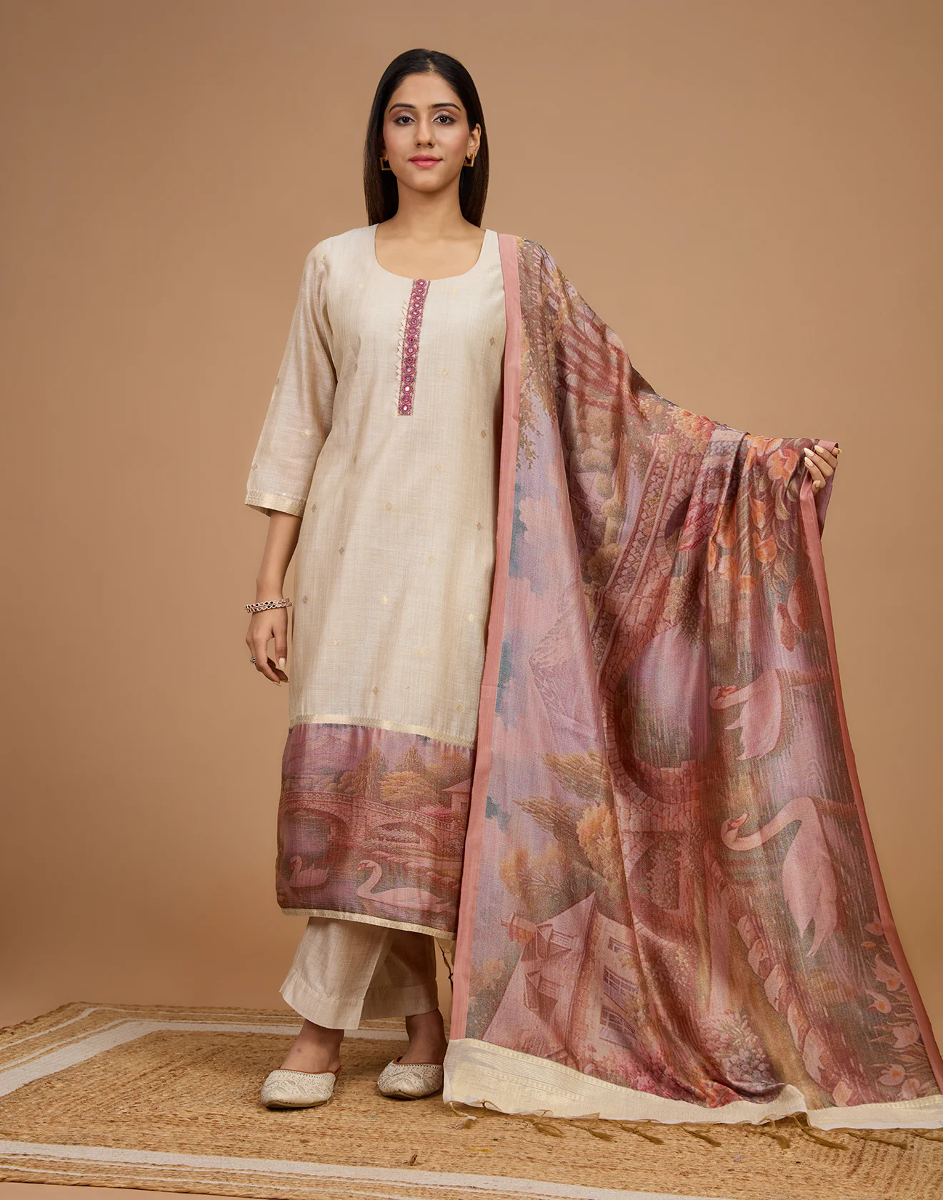 Bloomfield Weave Blended Silk Unstitched Suit Set - Image 2