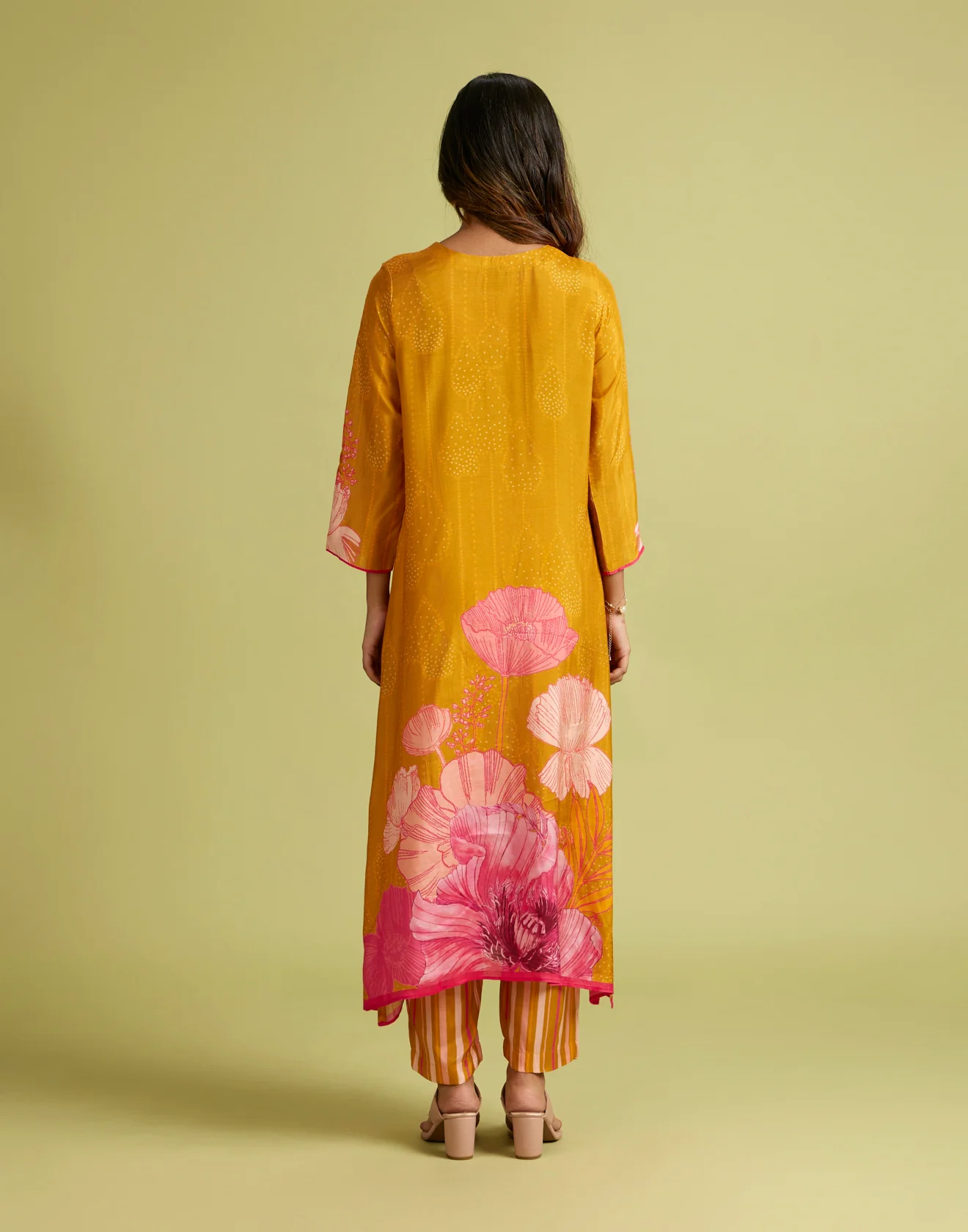 Burnt Ochre Yellow Bandhej Printed Kurta Set - Image 6
