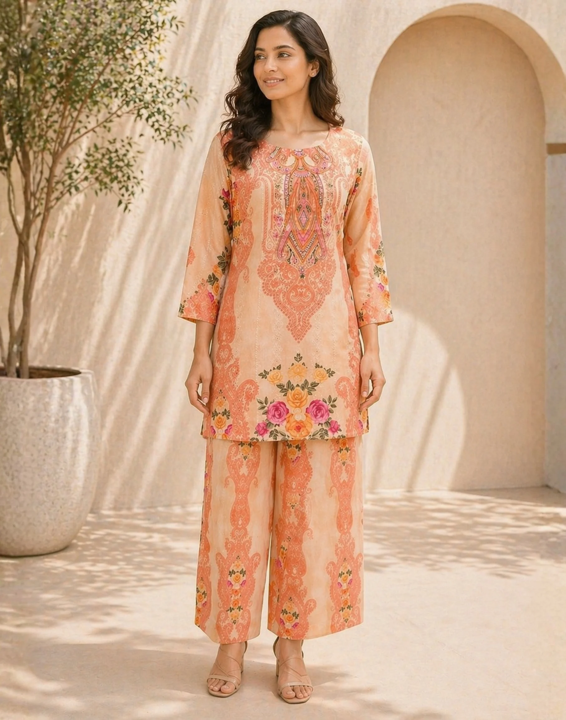 Burnt Sienna Printed Summer Co-Ord Set