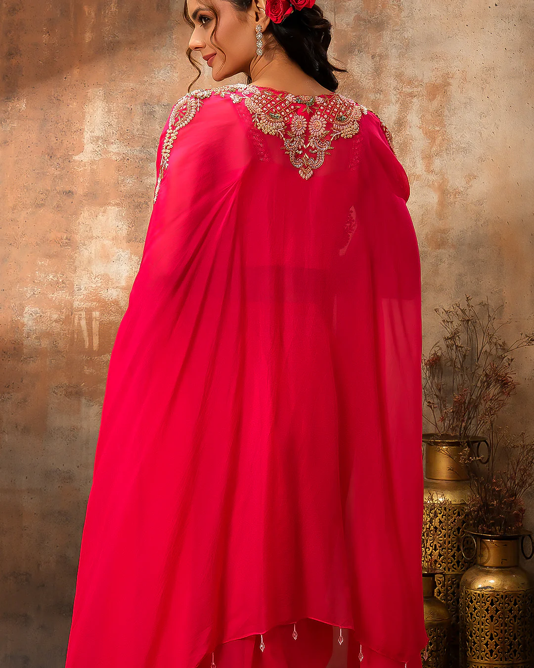 Carnation Rani Embellished Bustier With Jacket & Pleated Skirt - Image 7