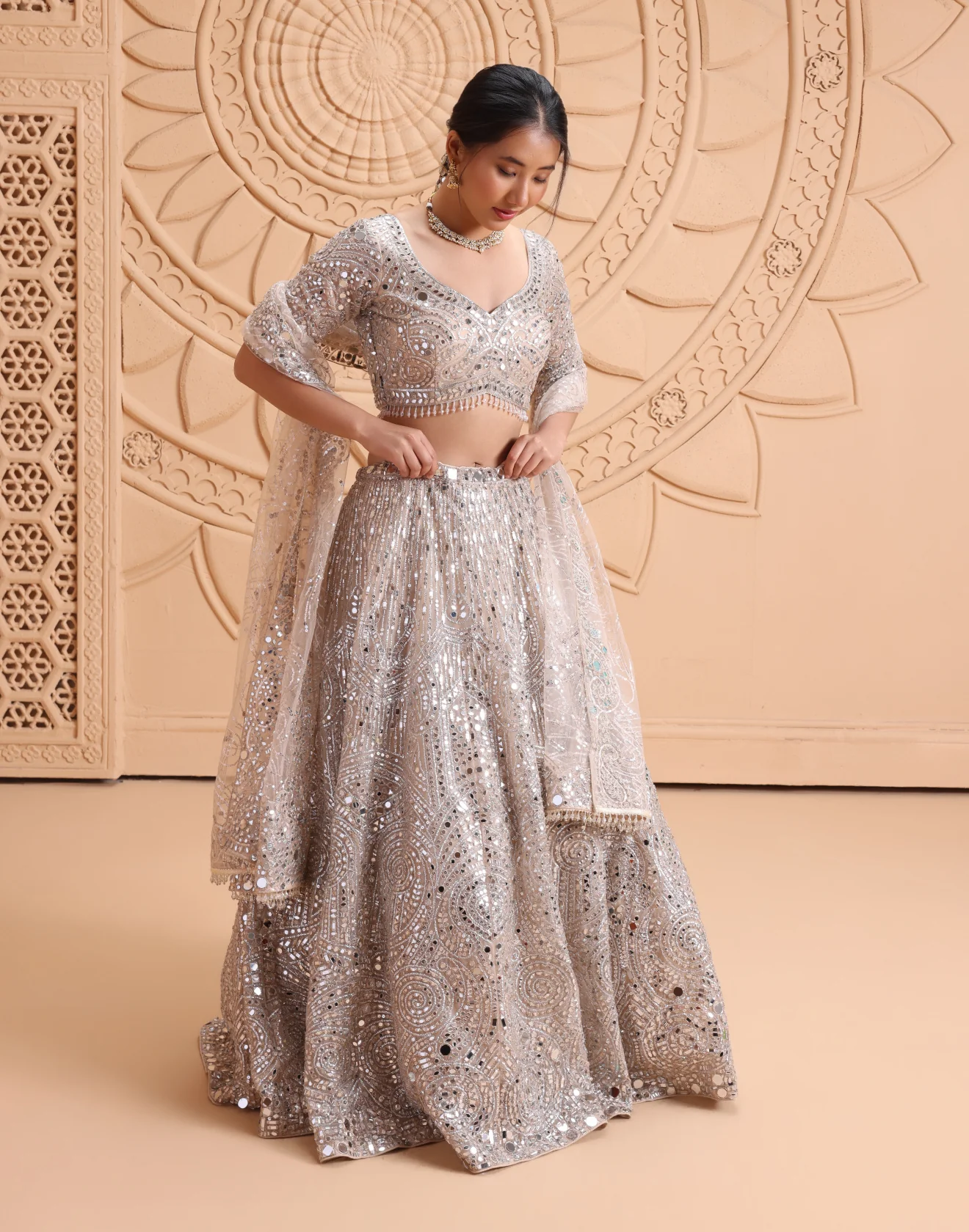 Casting Cloud Embellished Bridal Lehenga Set - Image 2