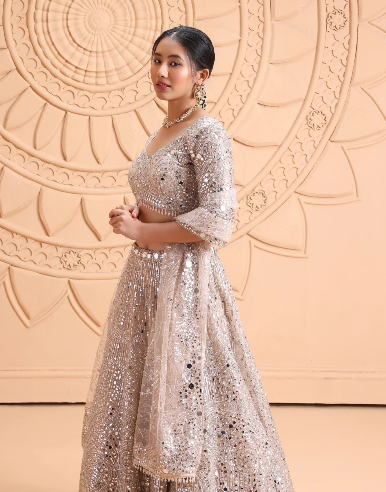 Casting Cloud Embellished Bridal Lehenga Set - Image 3
