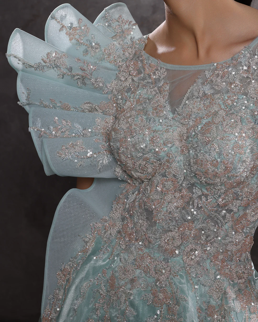 Celestial Sea Embellished Tissue Organza Bridal Gown - Image 3