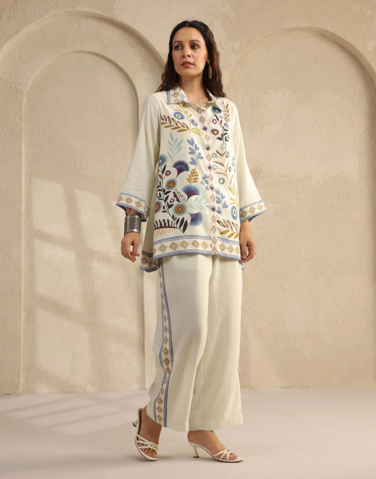 Chalk White Printed Linen Co-Ord Set - Image 2