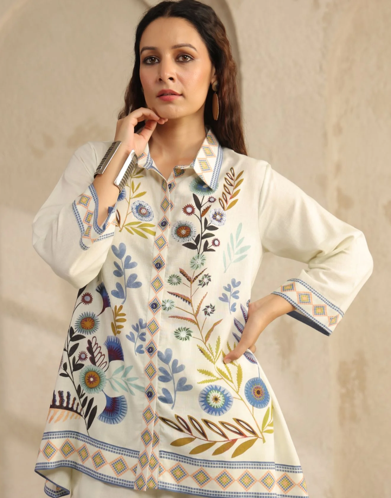 Chalk White Printed Linen Co-Ord Set - Image 3