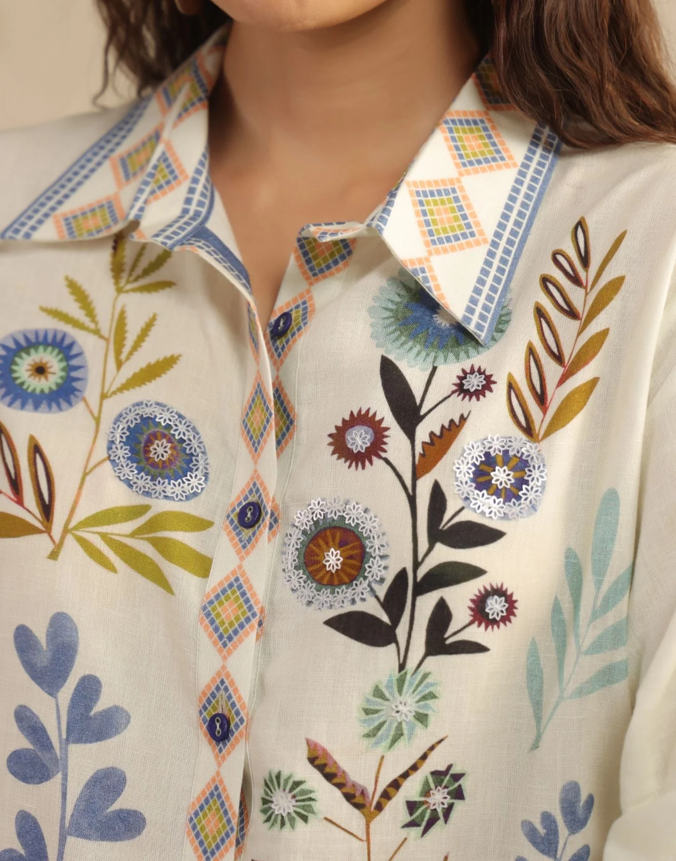 Chalk White Printed Linen Co-Ord Set - Image 4