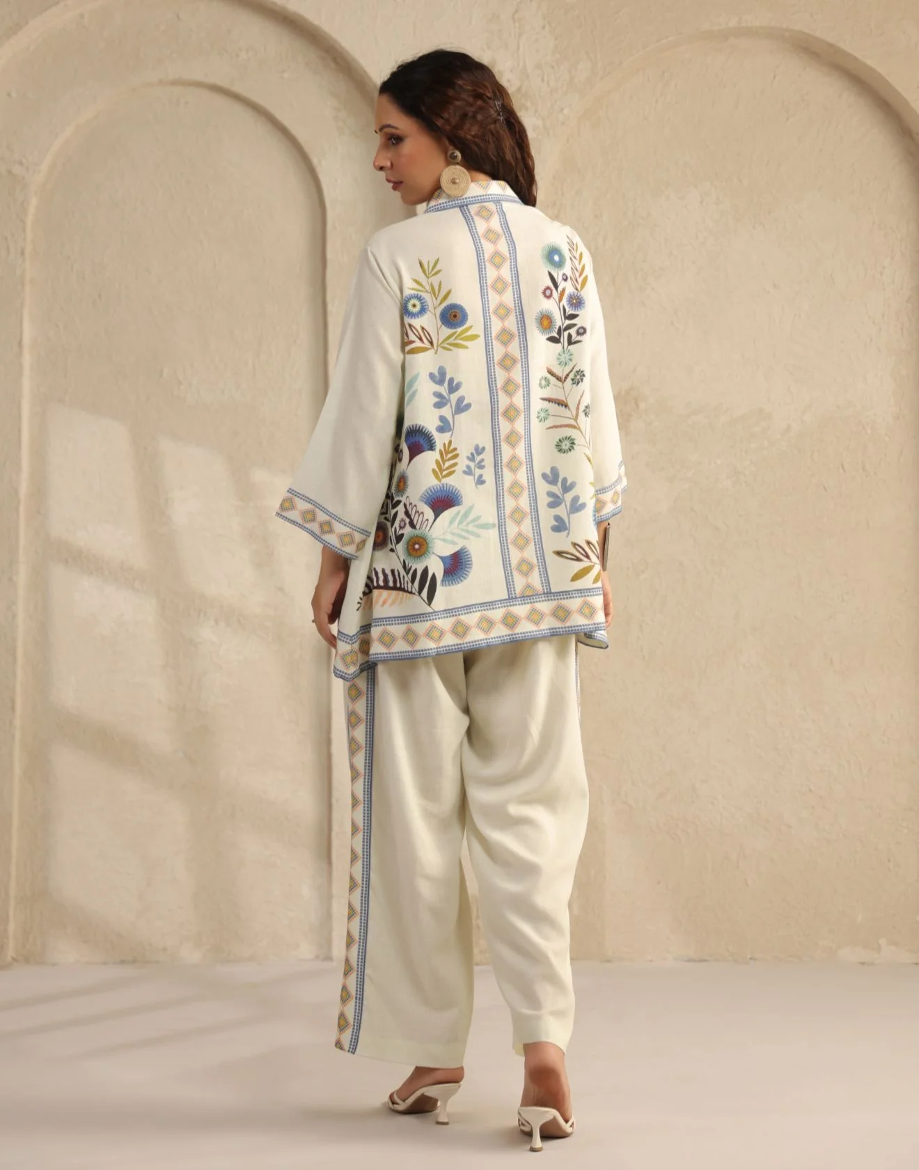 Chalk White Printed Linen Co-Ord Set - Image 5