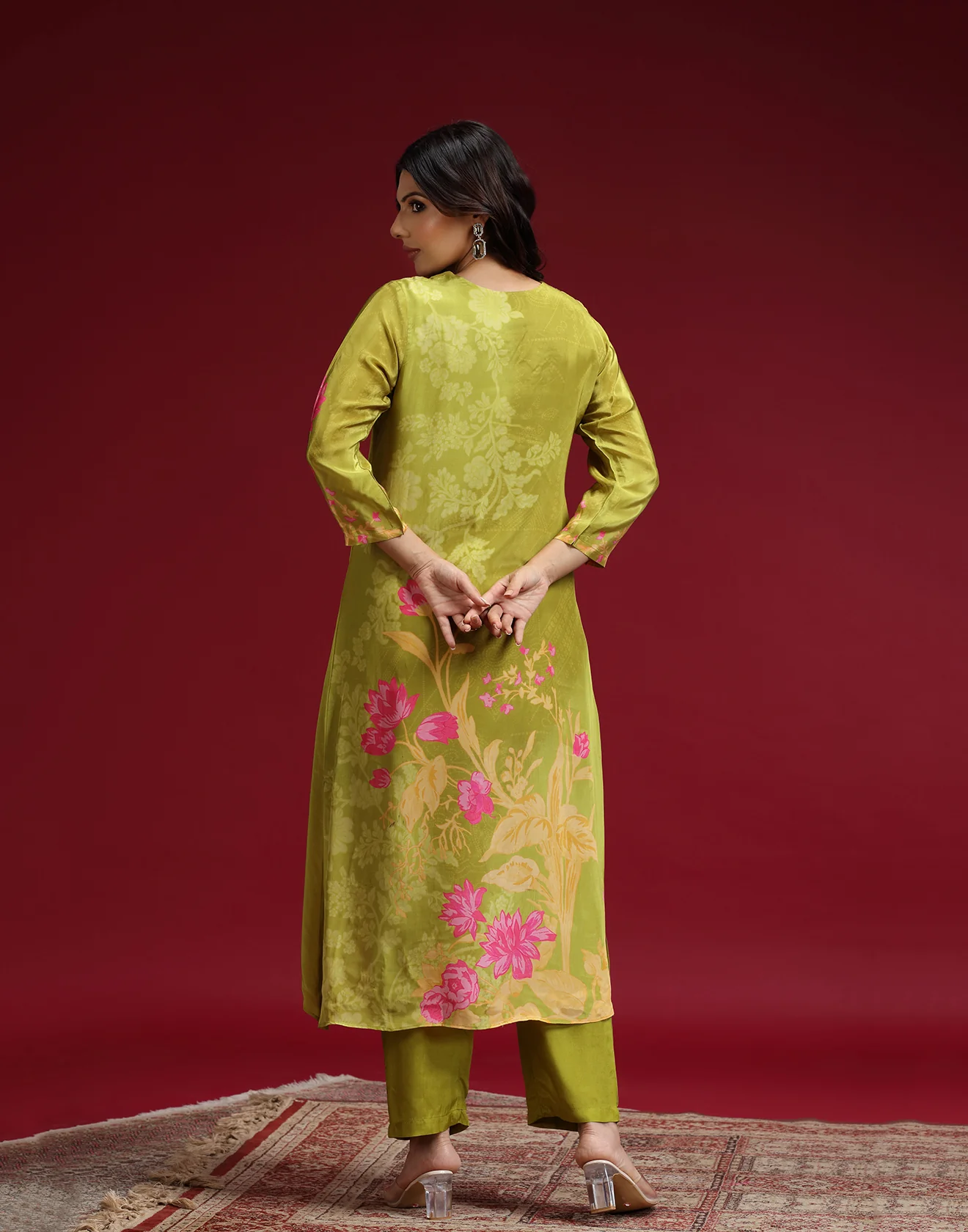 Citron Pea Printed Kurta Set - Image 5