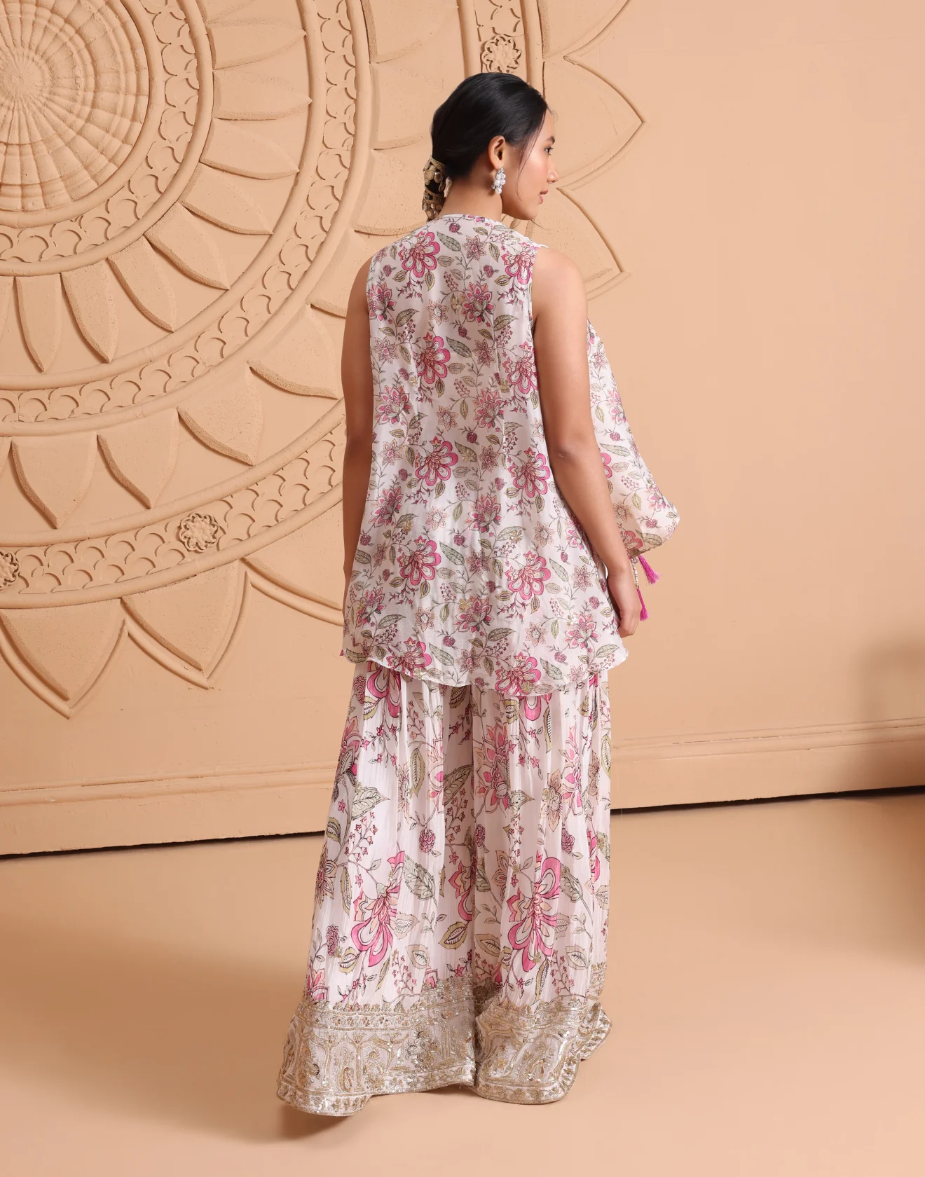 Cloud Dancer Gardenia Printed Indo-Western Suit Set - Image 8