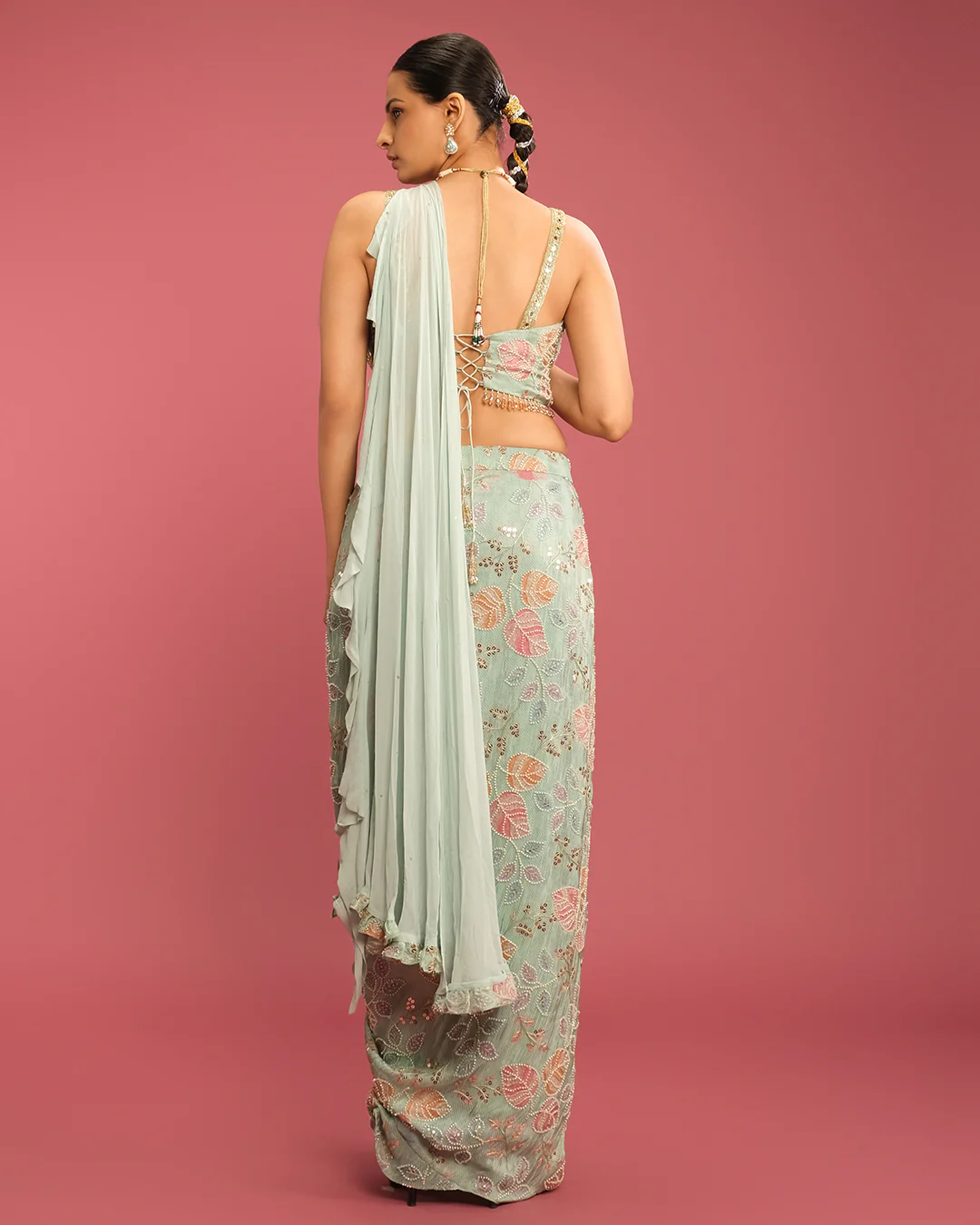 Coastal Sage Printed Fusion Drape Set - Image 4
