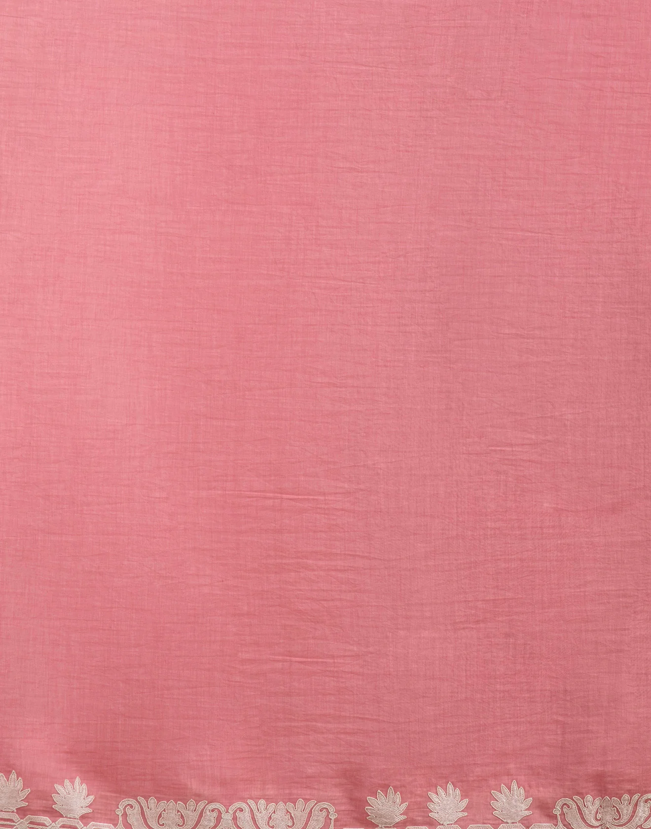 Coral Peach With Deer Embroidered Motif Cotton Silk Unstitched Suit Set - Image 5