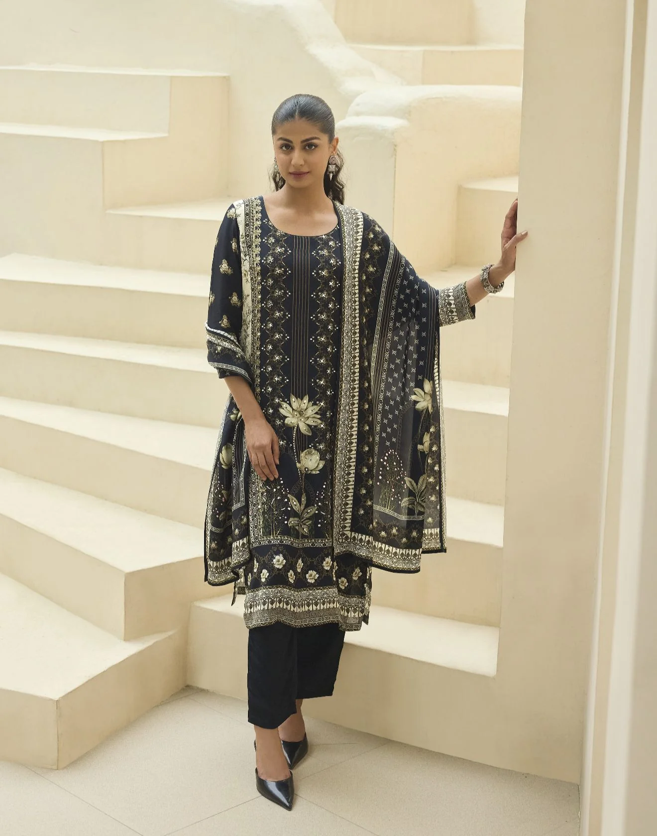 Cosmic Charm Print With Embellishments Kurta Set