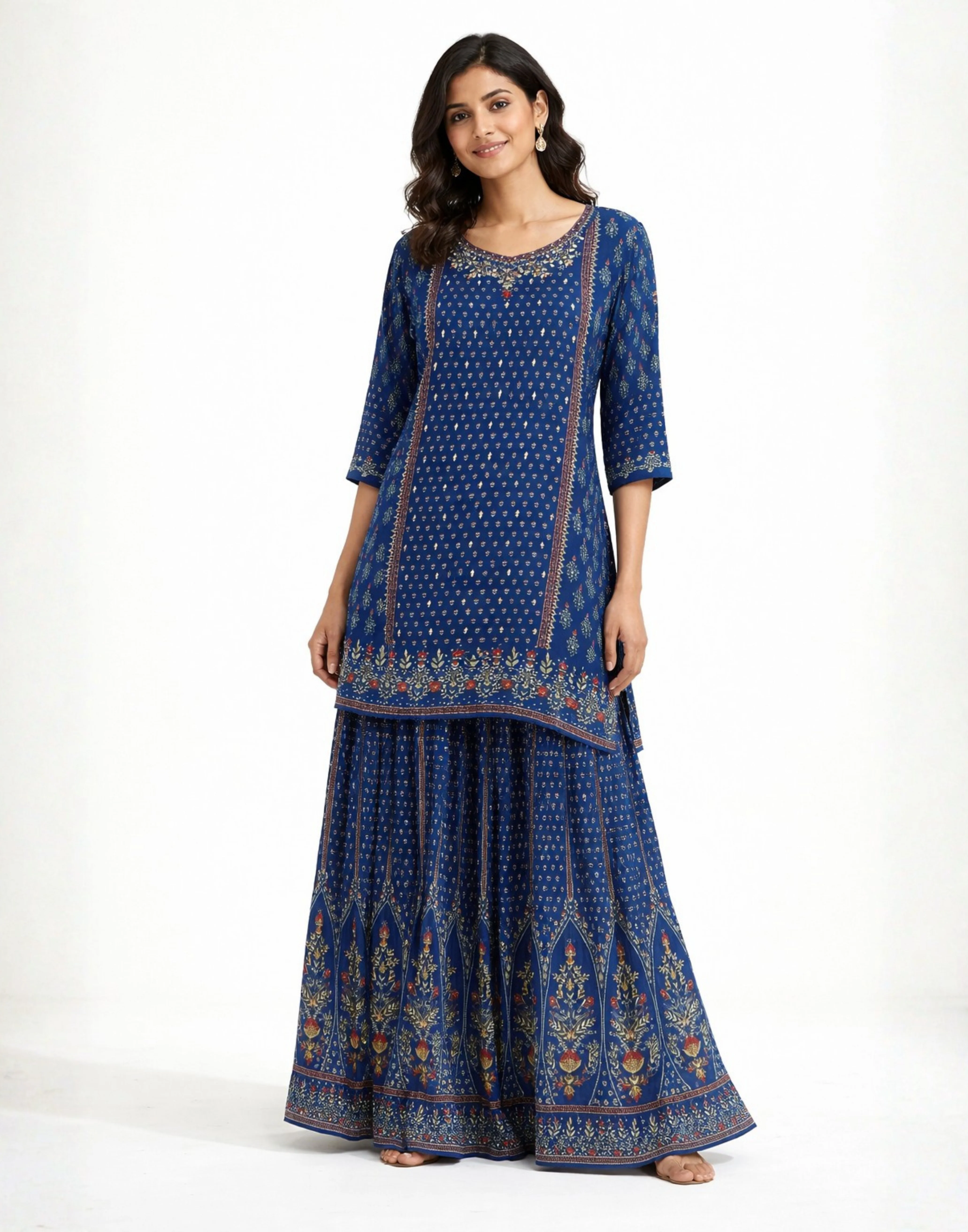 Cosmic Sapphire Printed Sharara Kurta Set - Image 2