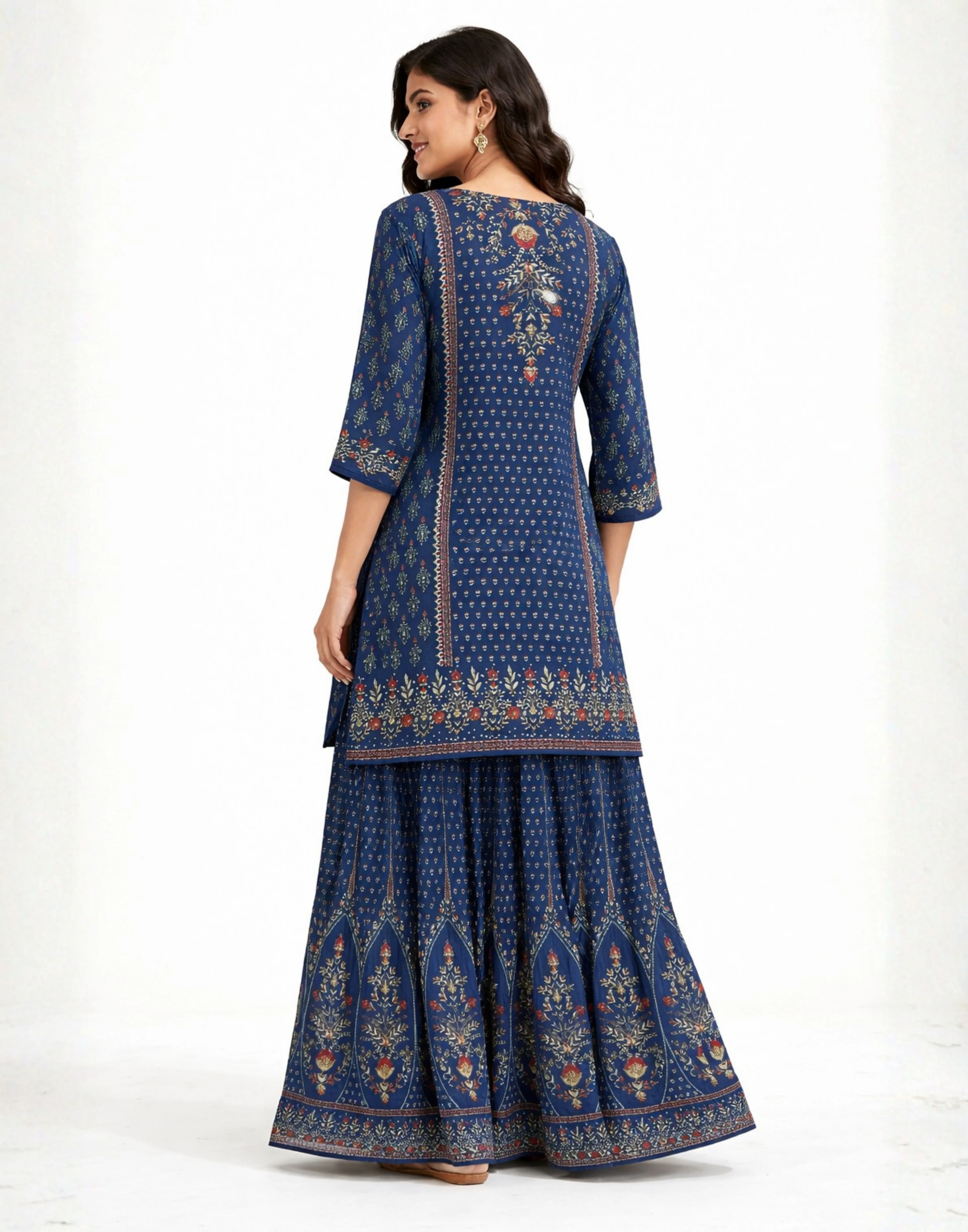 Cosmic Sapphire Printed Sharara Kurta Set - Image 3