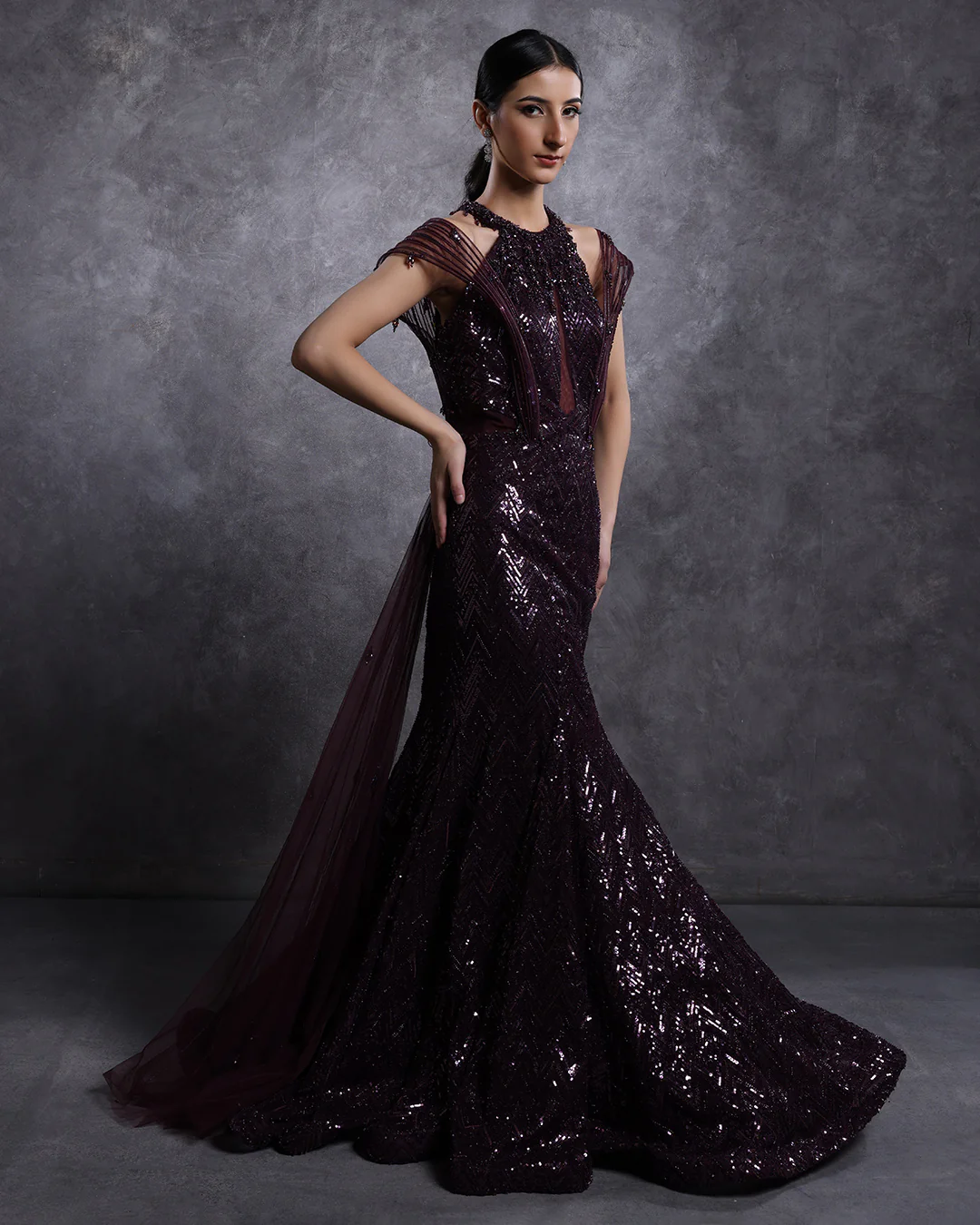 Cranberry Glam Embellished Sculpted Gown - Image 2