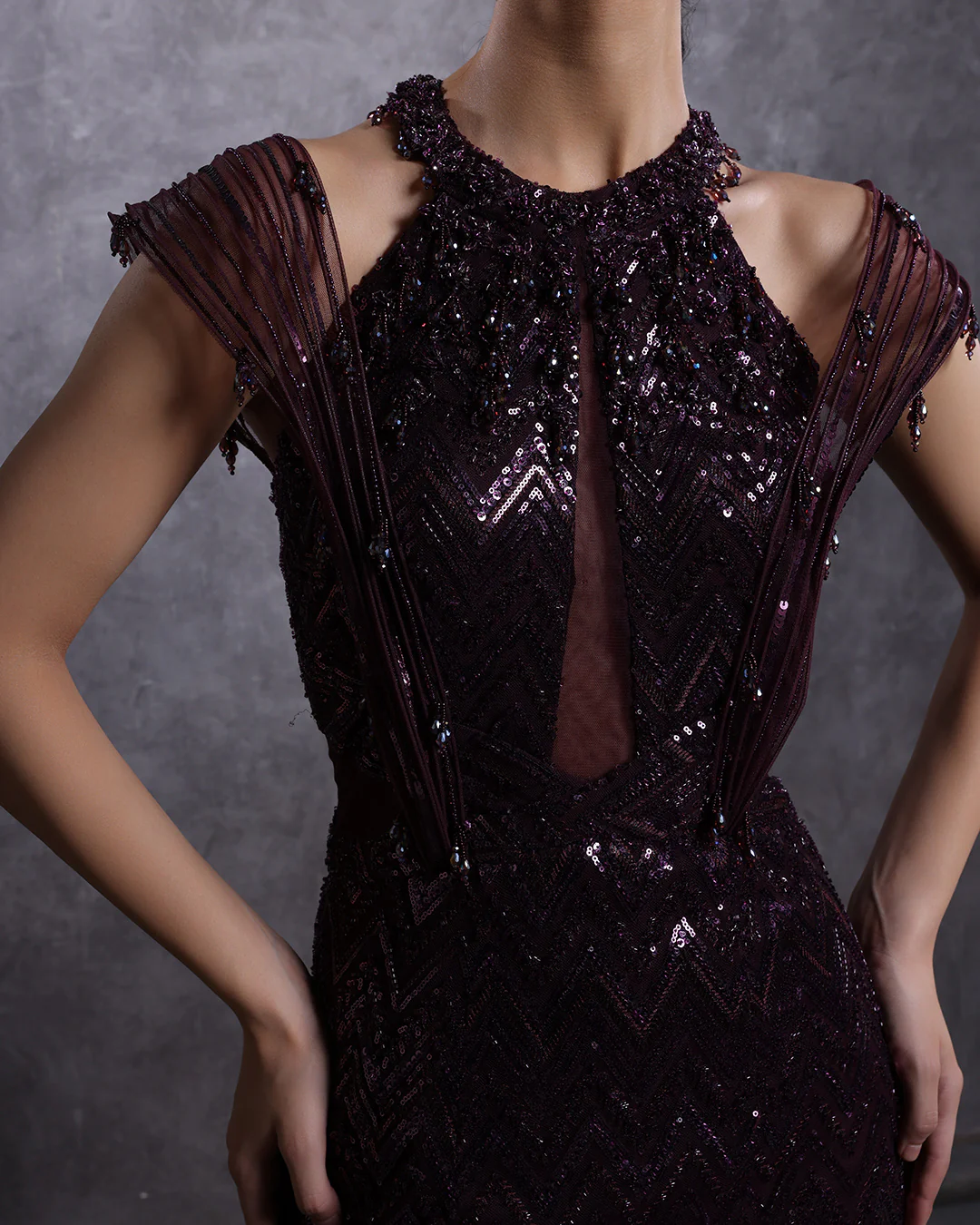 Cranberry Glam Embellished Sculpted Gown - Image 3