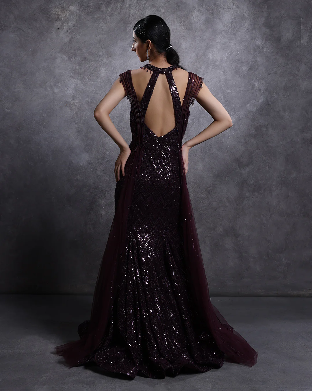 Cranberry Glam Embellished Sculpted Gown - Image 4