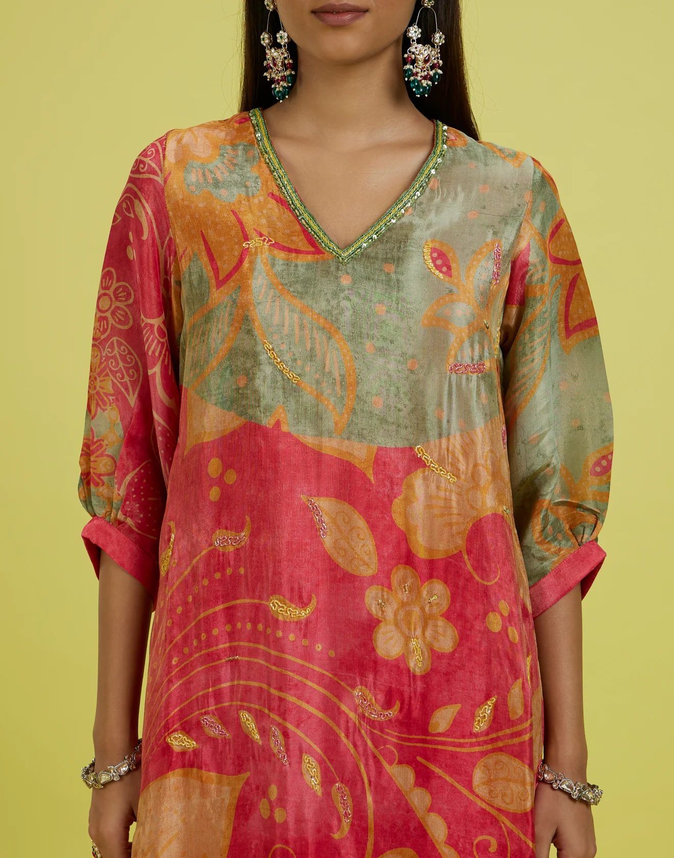 Crush Pink Doodle Printed Festive Silk Kurta Set - Image 5