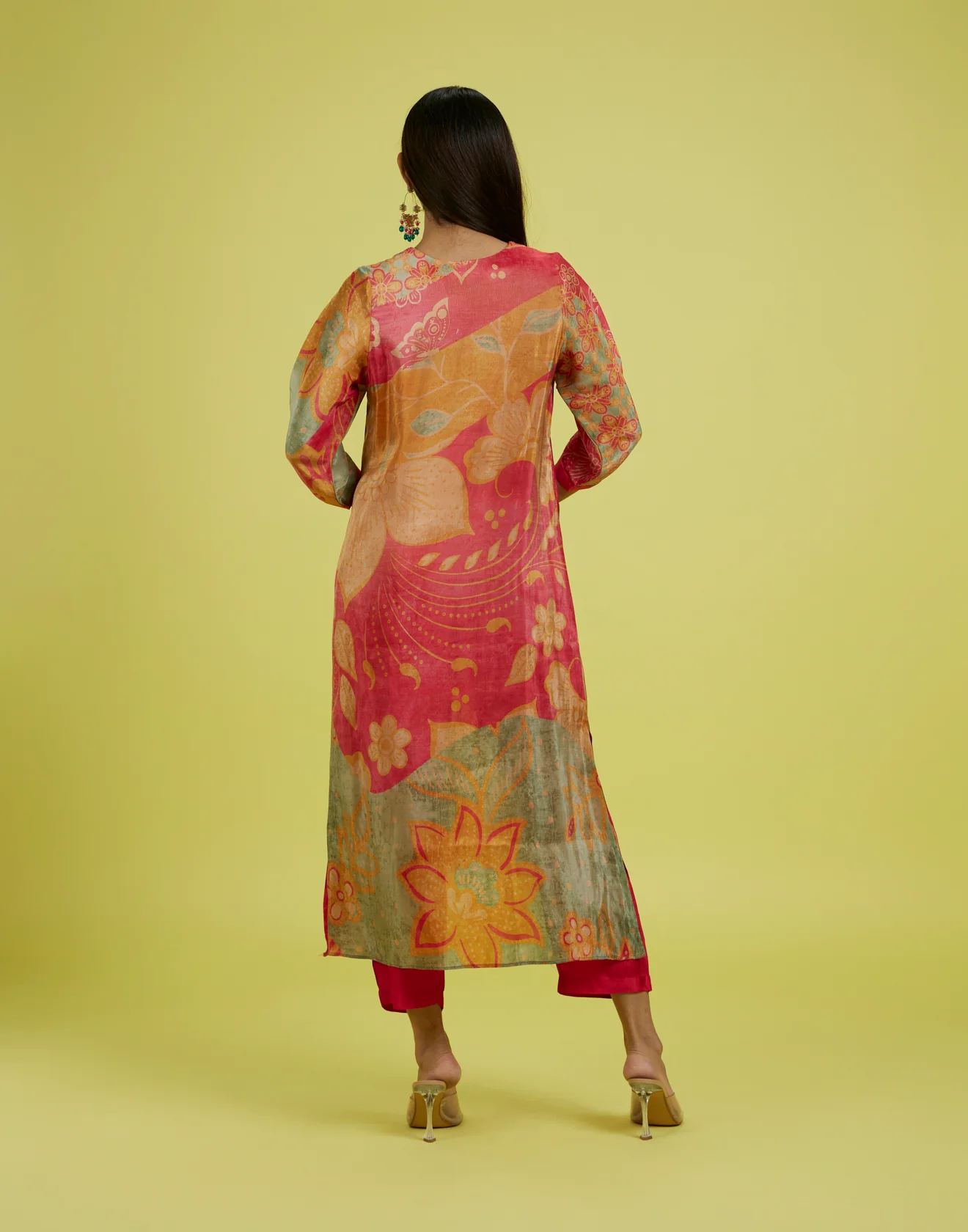Crush Pink Doodle Printed Festive Silk Kurta Set - Image 6