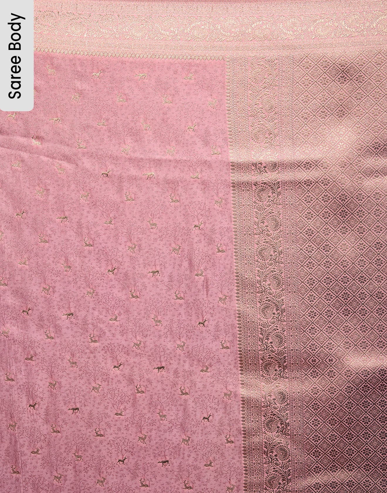 Deer Motif Jacquard Silk Saree - Image 6