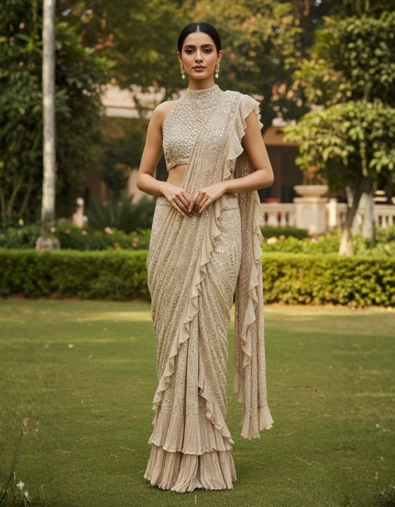 Desert Dune Cocktail Layered Pre-Drape Saree