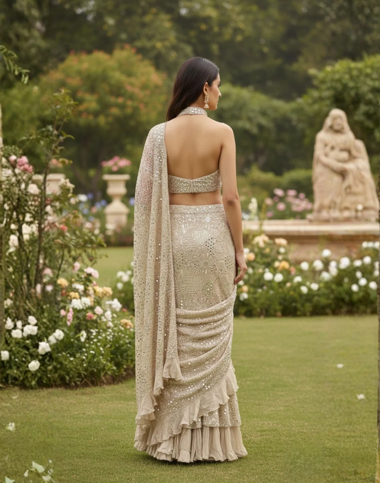 Desert Dune Cocktail Layered Pre-Drape Saree - Image 2