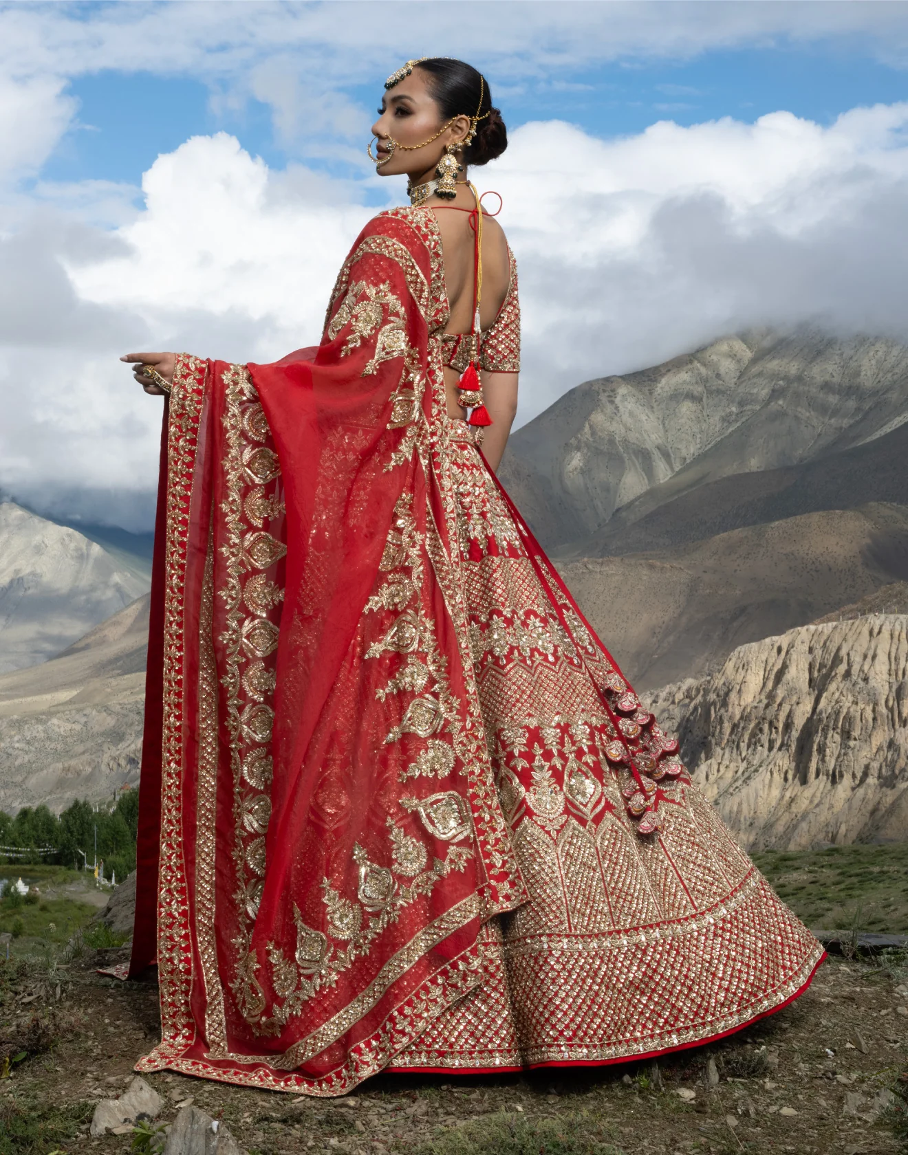 Dilkash Sequin Embroidered Wedding Lehenga In Pure Silk - Image 3