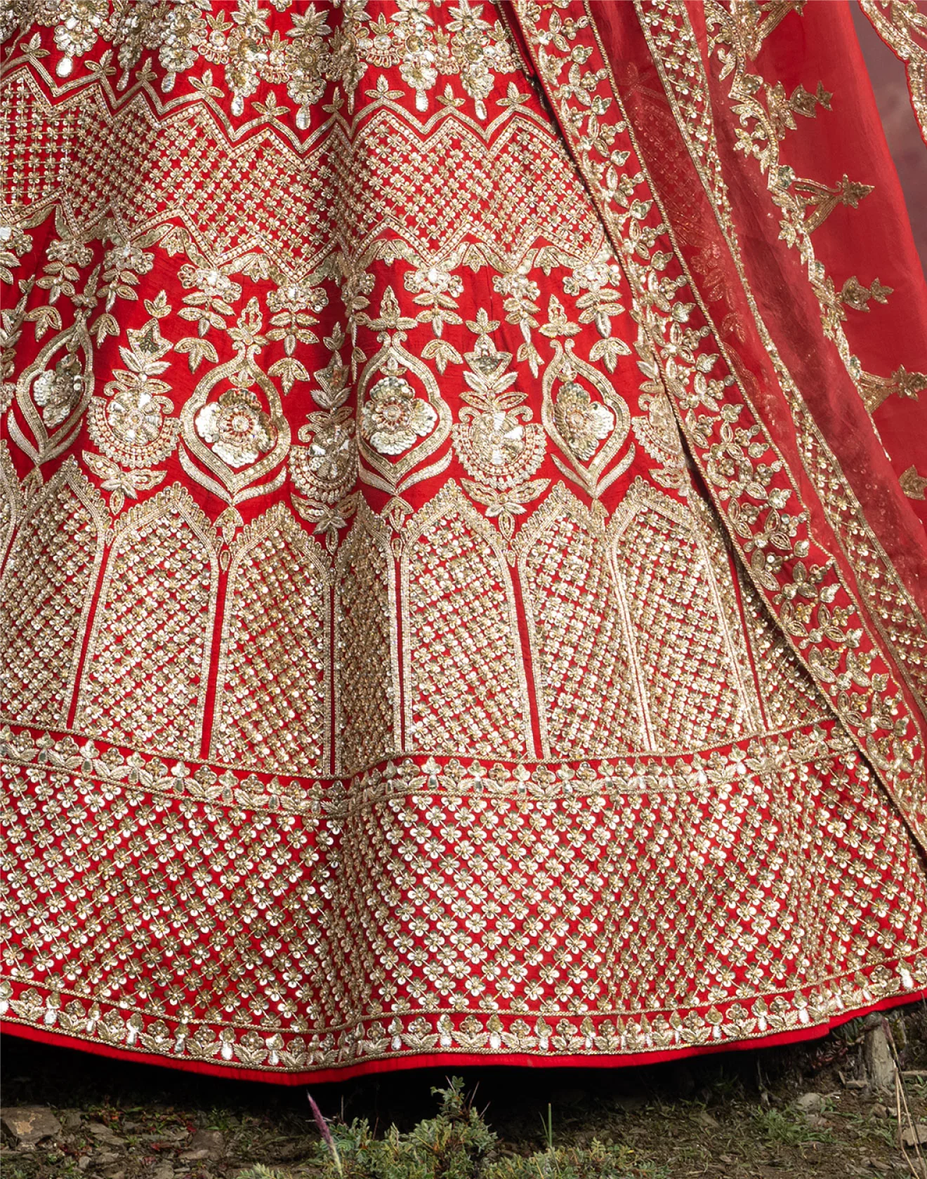 Dilkash Sequin Embroidered Wedding Lehenga In Pure Silk - Image 4