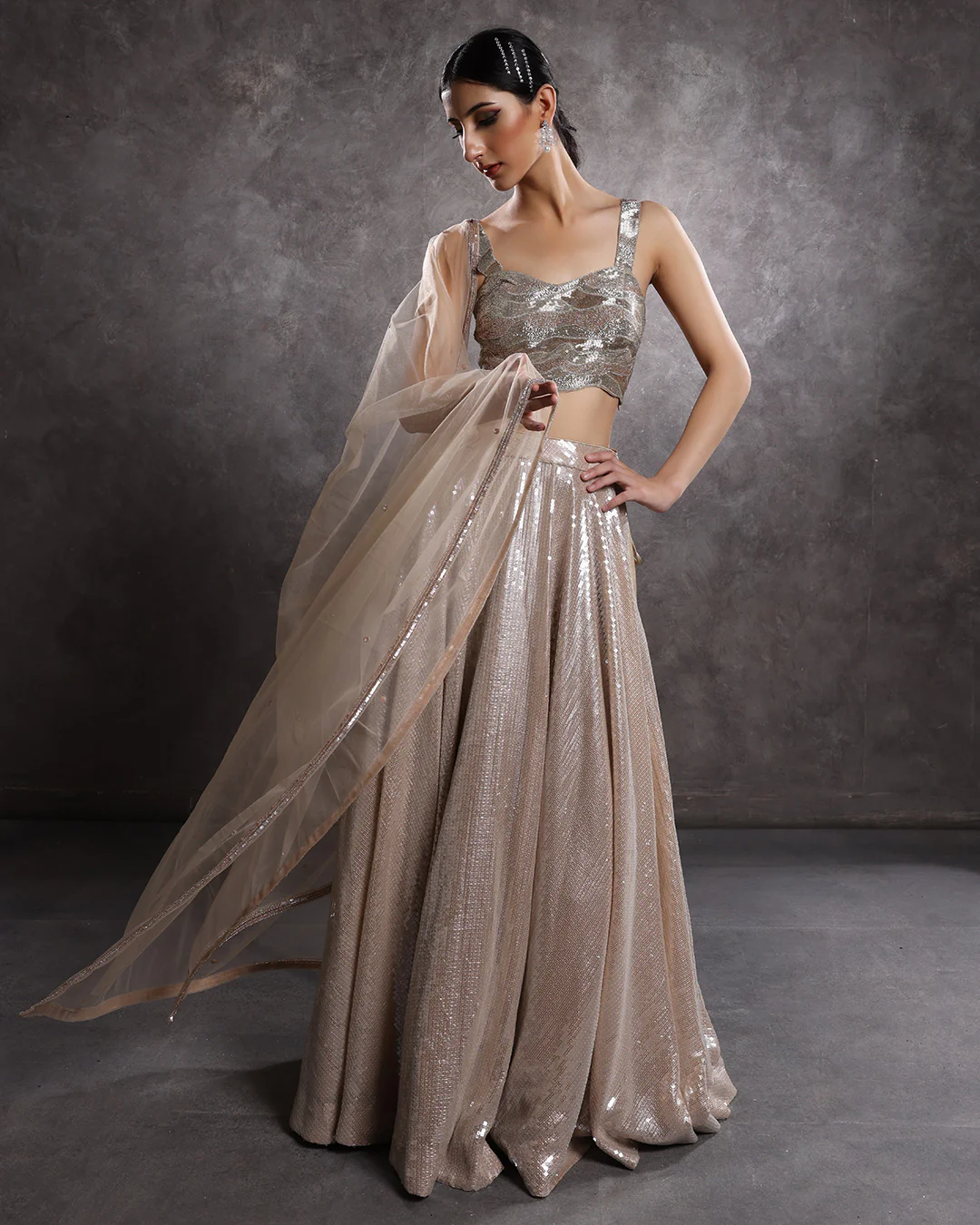 Dune Wave Embellished Cocktail Lehenga Set