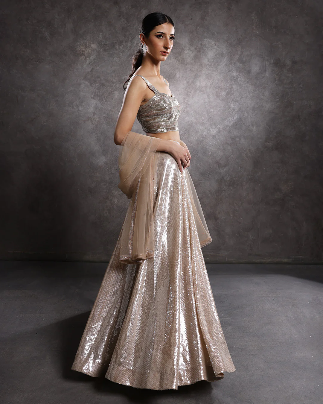 Dune Wave Embellished Cocktail Lehenga Set - Image 2