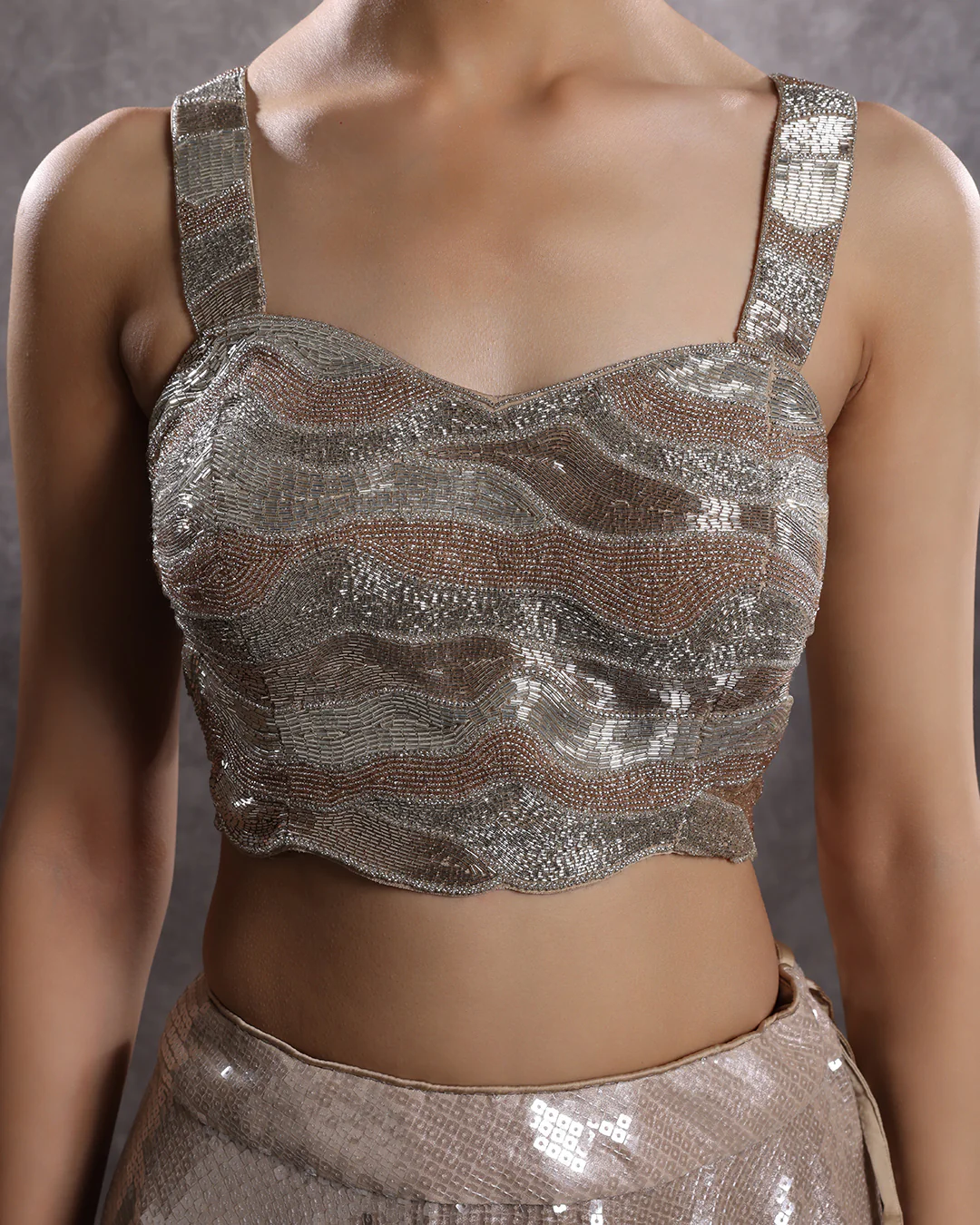Dune Wave Embellished Cocktail Lehenga Set - Image 3