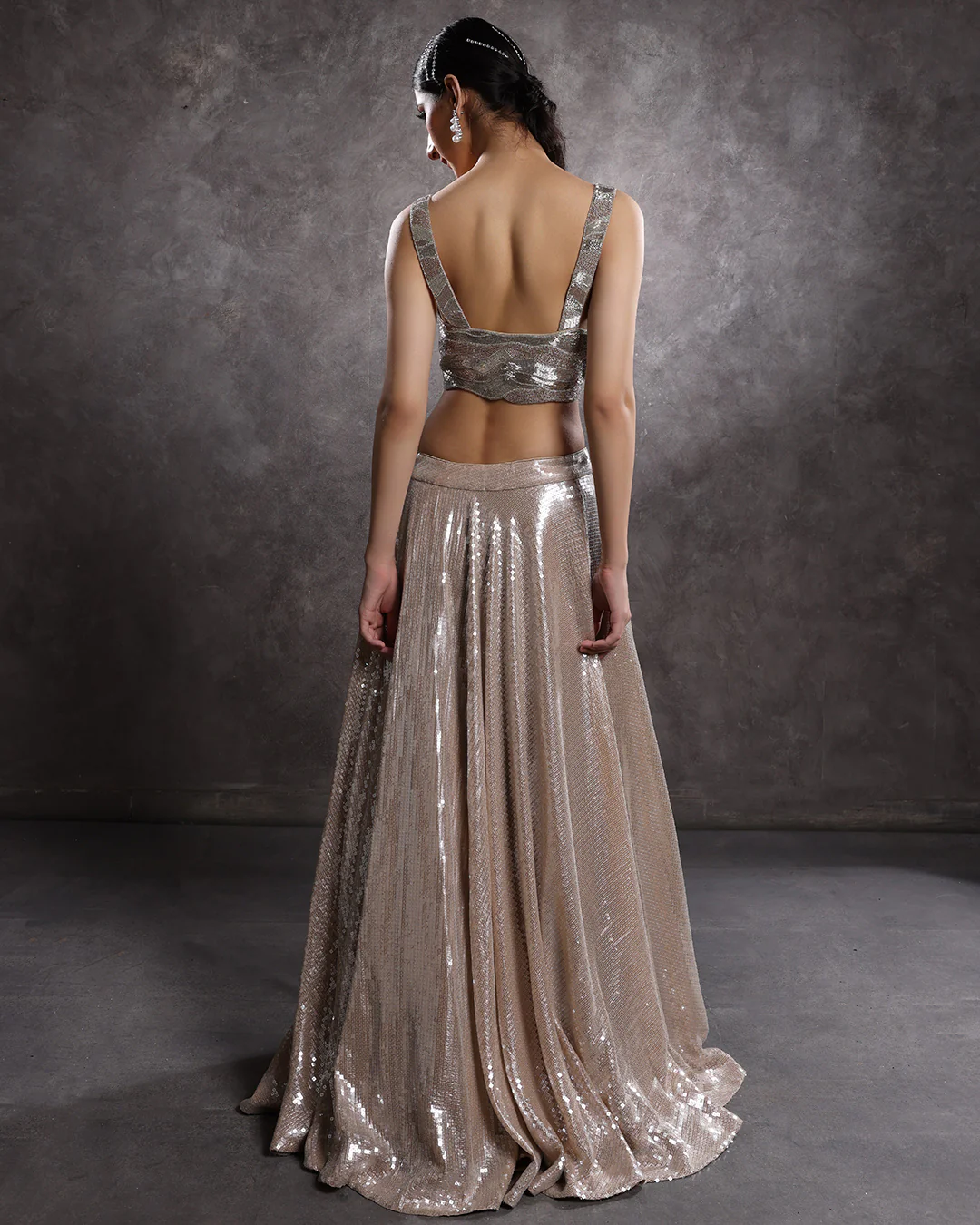 Dune Wave Embellished Cocktail Lehenga Set - Image 4