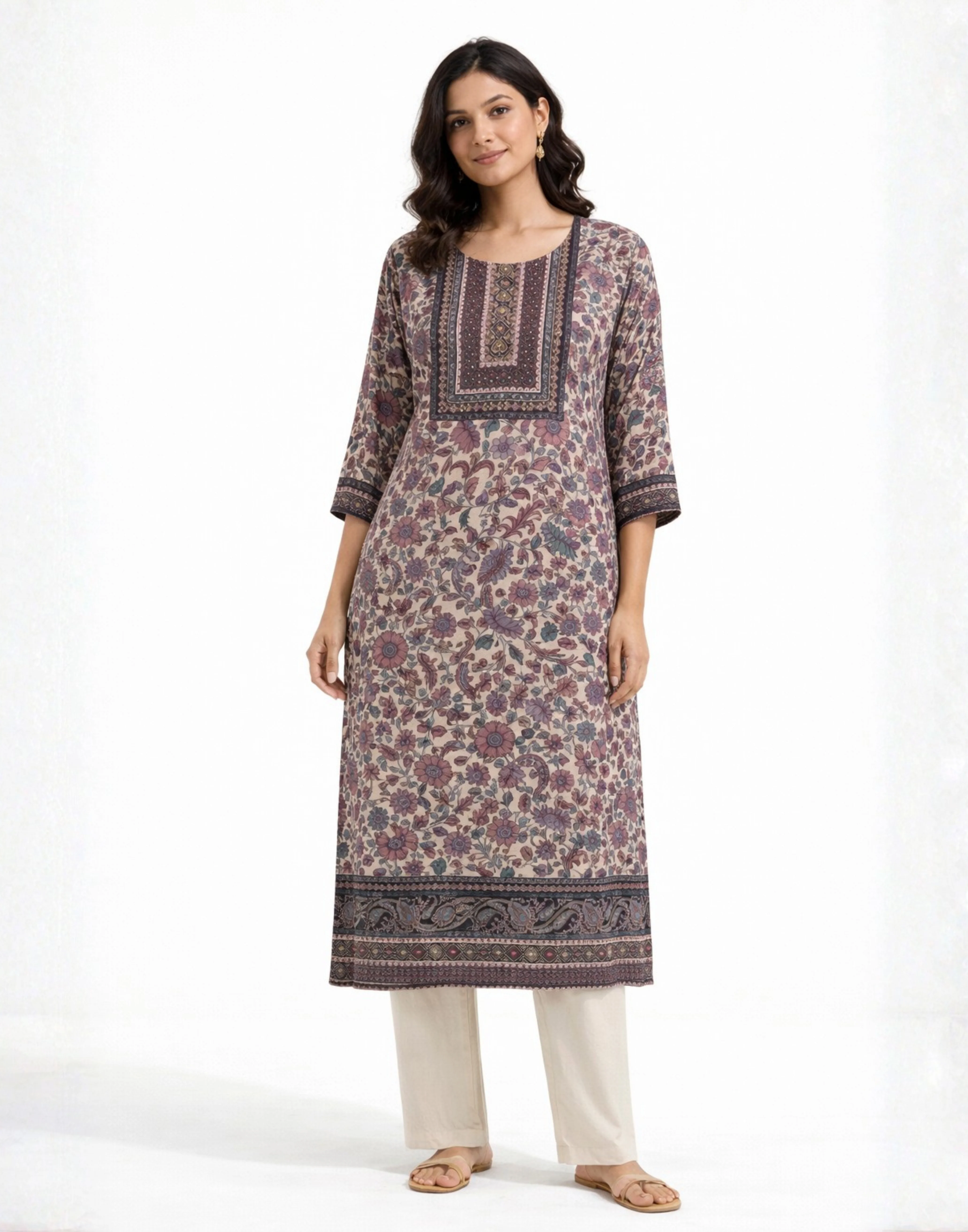 Earthy Hue Kalamkari Printed Workwear Kurta Set - Image 2
