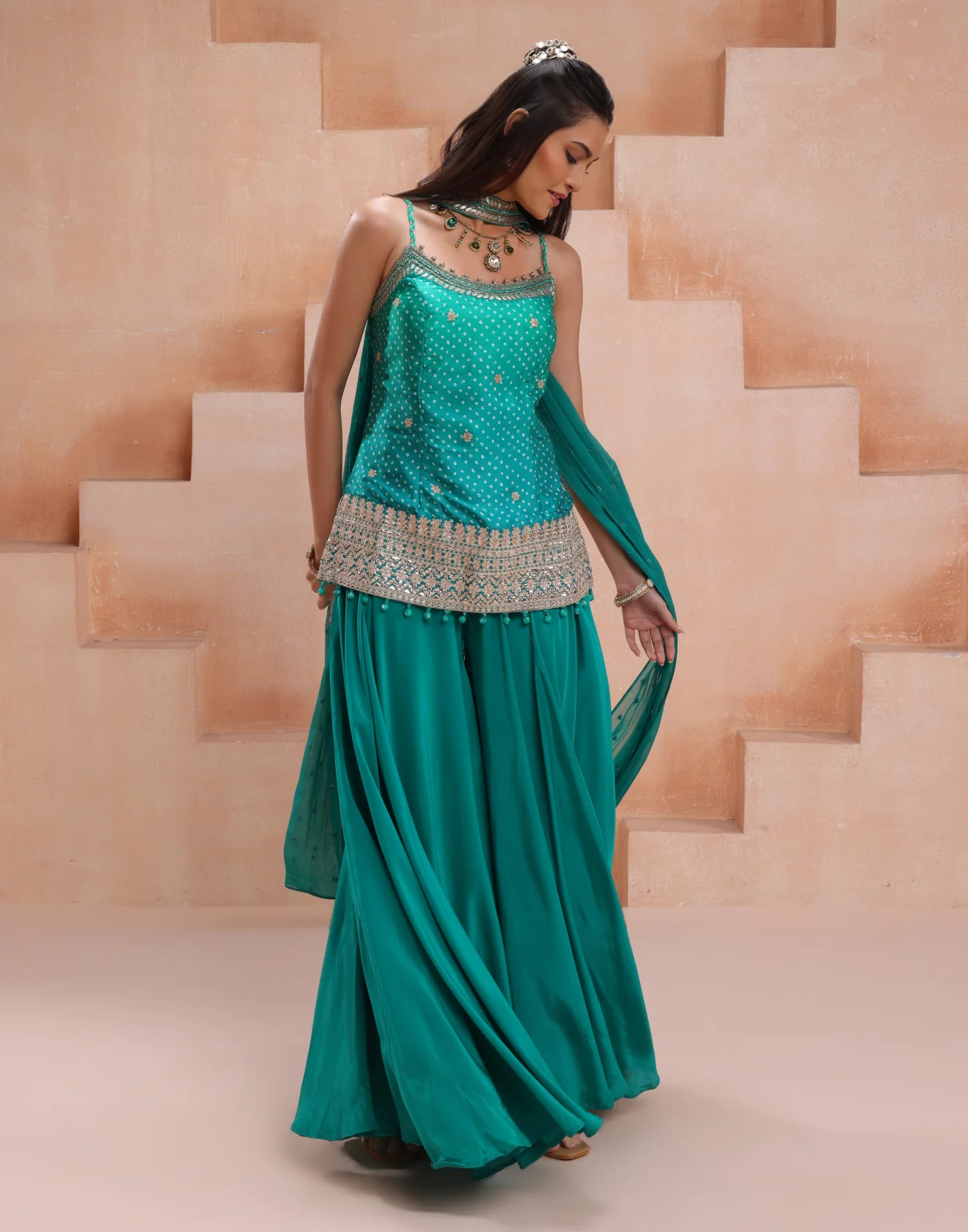 Emerald Rama Bandhej Printed Palzzo Salwar Suit Set - Image 3