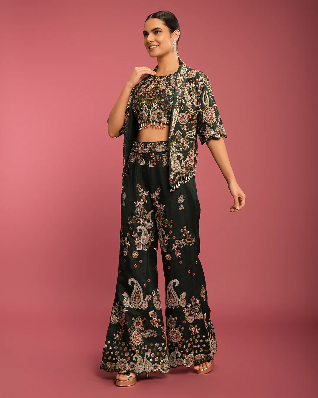 Forest Muse Multicolor Thread Embroidered Fusion Set - Image 2