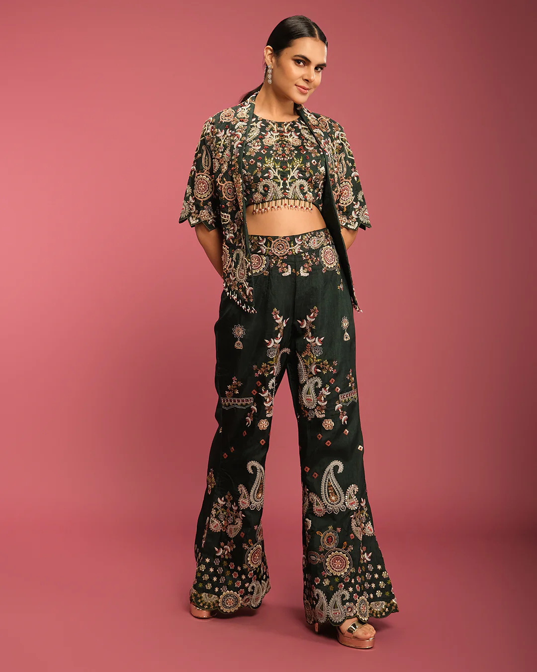 Forest Muse Multicolor Thread Embroidered Fusion Set - Image 3