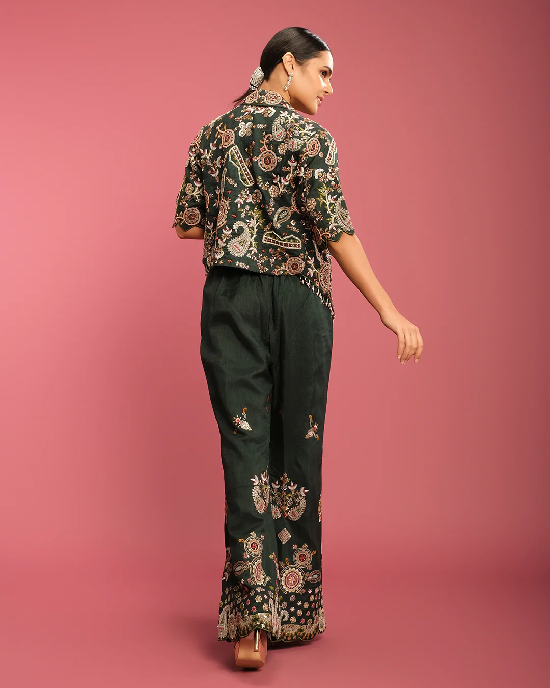 Forest Muse Multicolor Thread Embroidered Fusion Set - Image 5