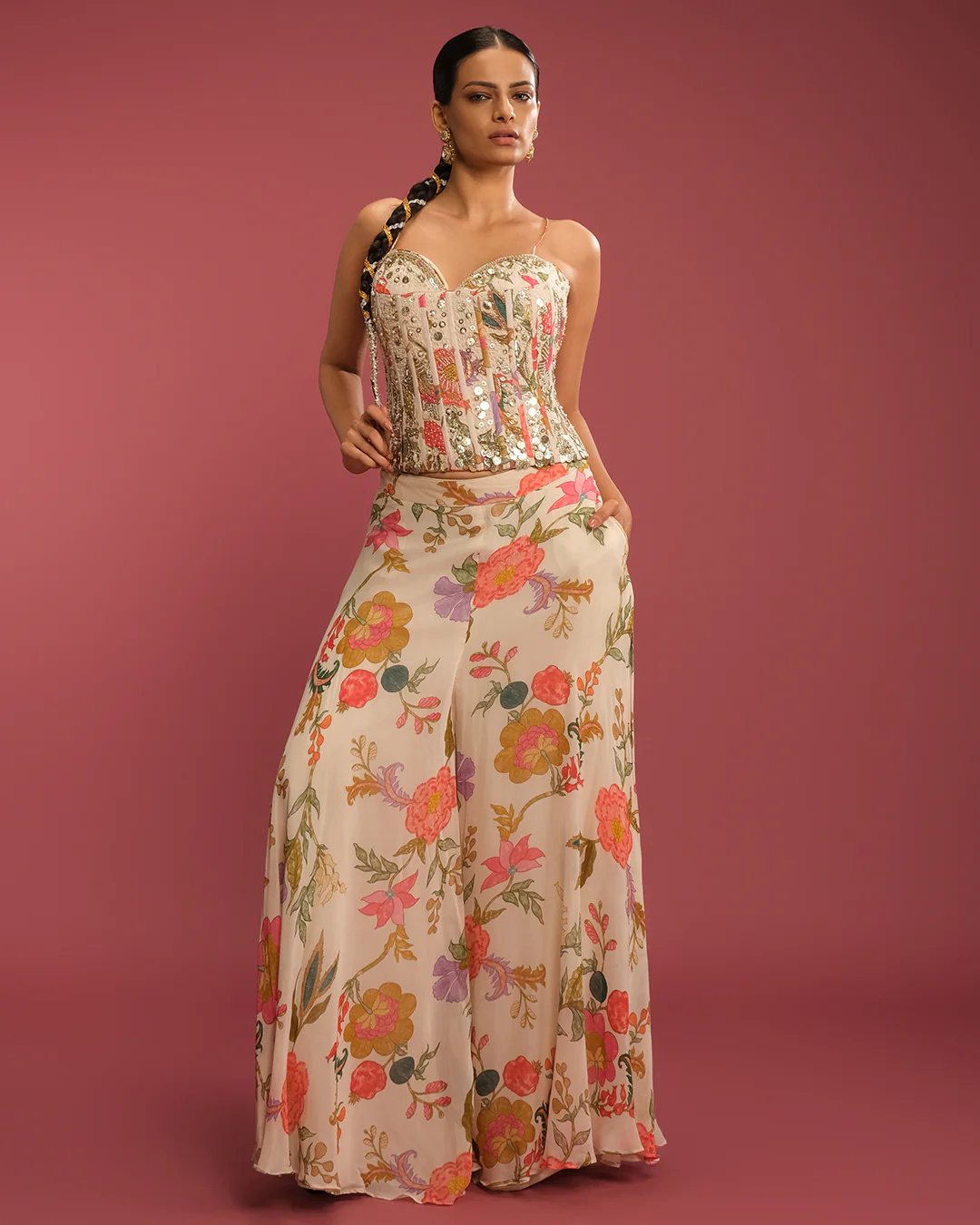 Gardenia Charm Printed Corset Set