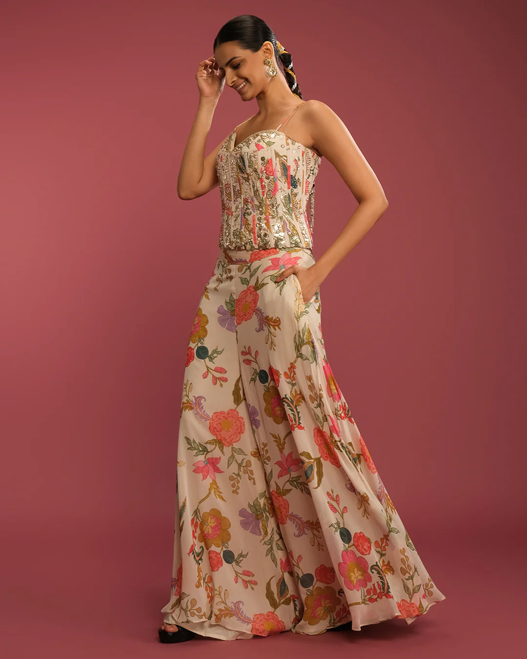 Gardenia Charm Printed Corset Set - Image 2