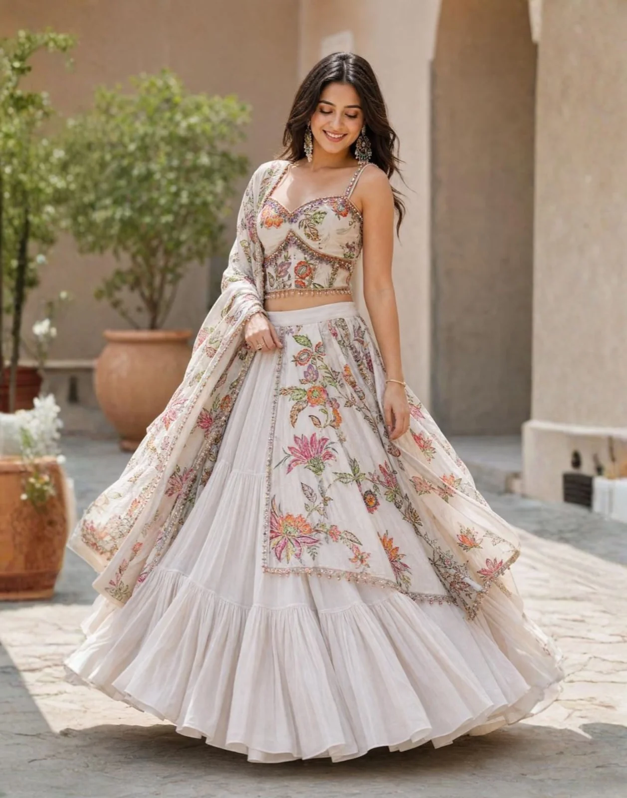 Gardenia Drape Indo Western Set With Corset Blouse
