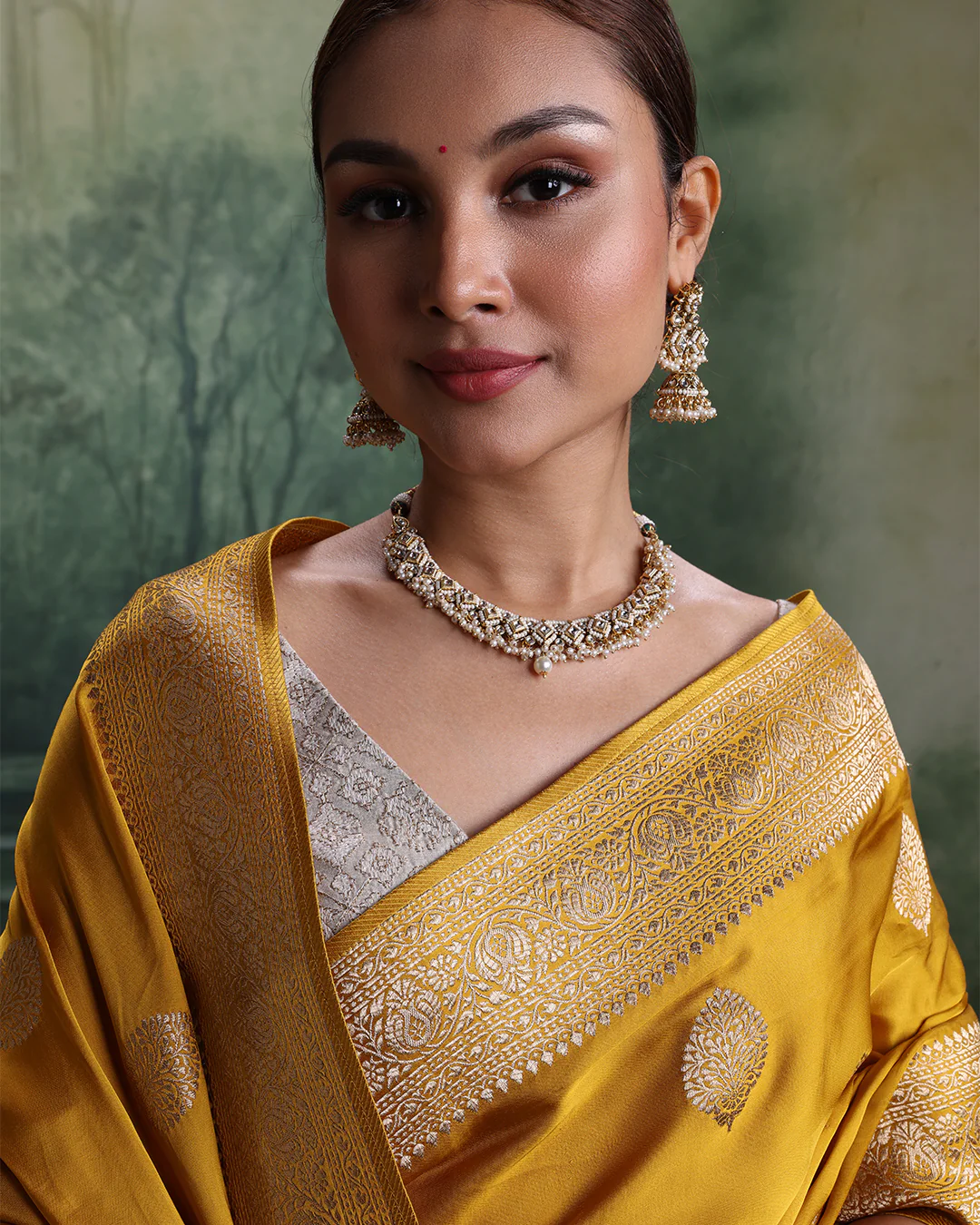 Genda Phool Dola Silk Saree With Unstitched Blouse Fabric - Image 2