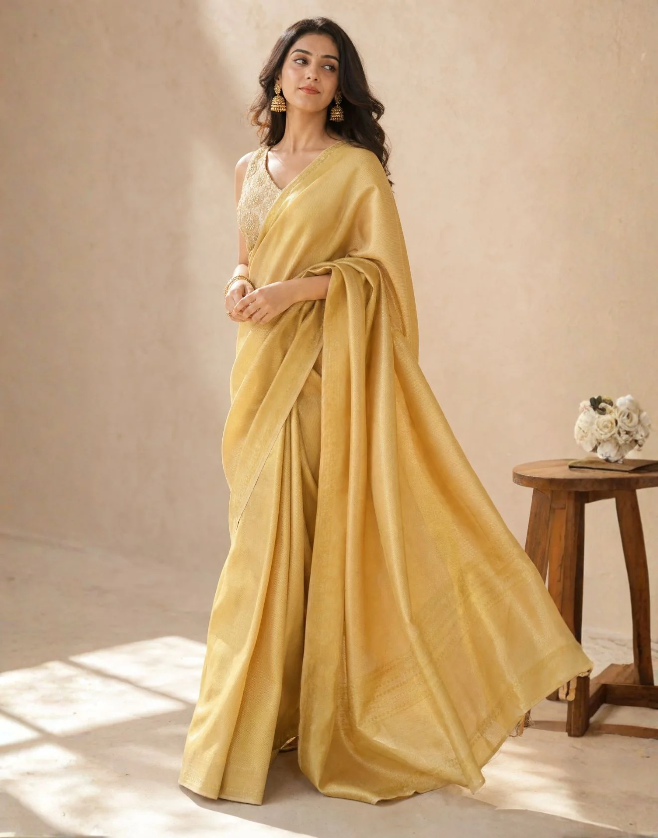 Golden Glam Tissue Silk Woven Festive Saree