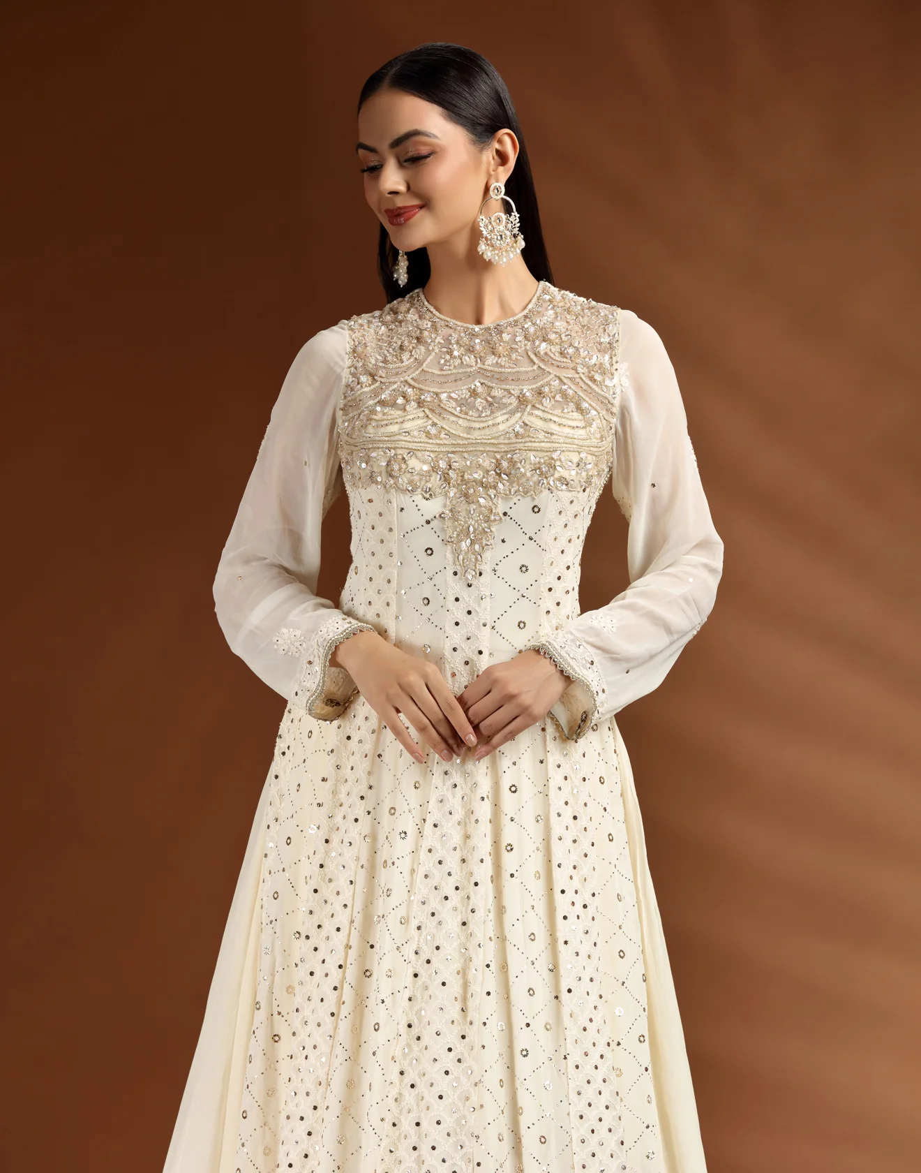 Golden Husk Lucknowi Embellished Sharara Suit - Image 4